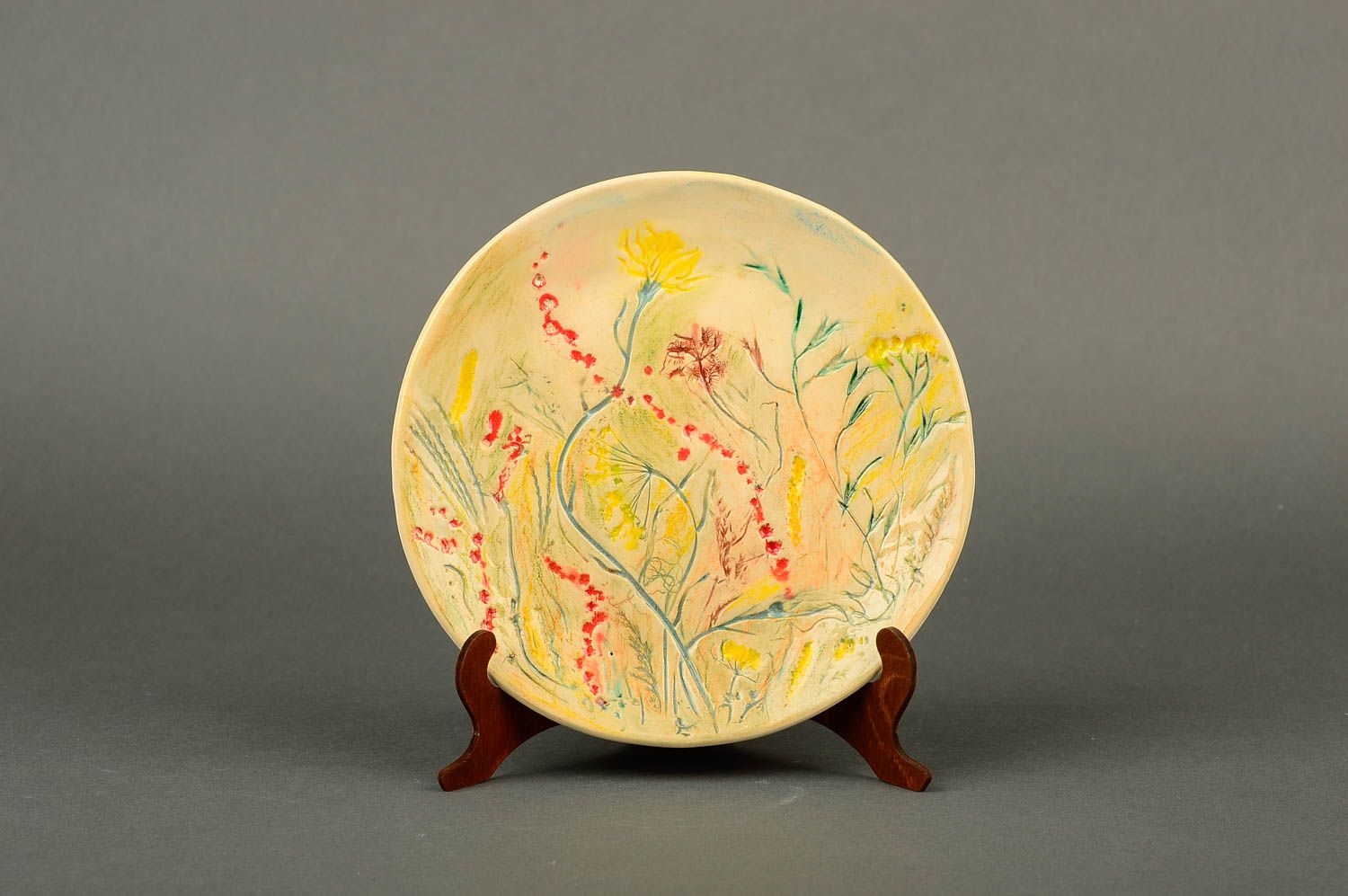 Керамическая тарелка хэнд мэйд глиняная посуда расписная тарелка маленькая фото 1