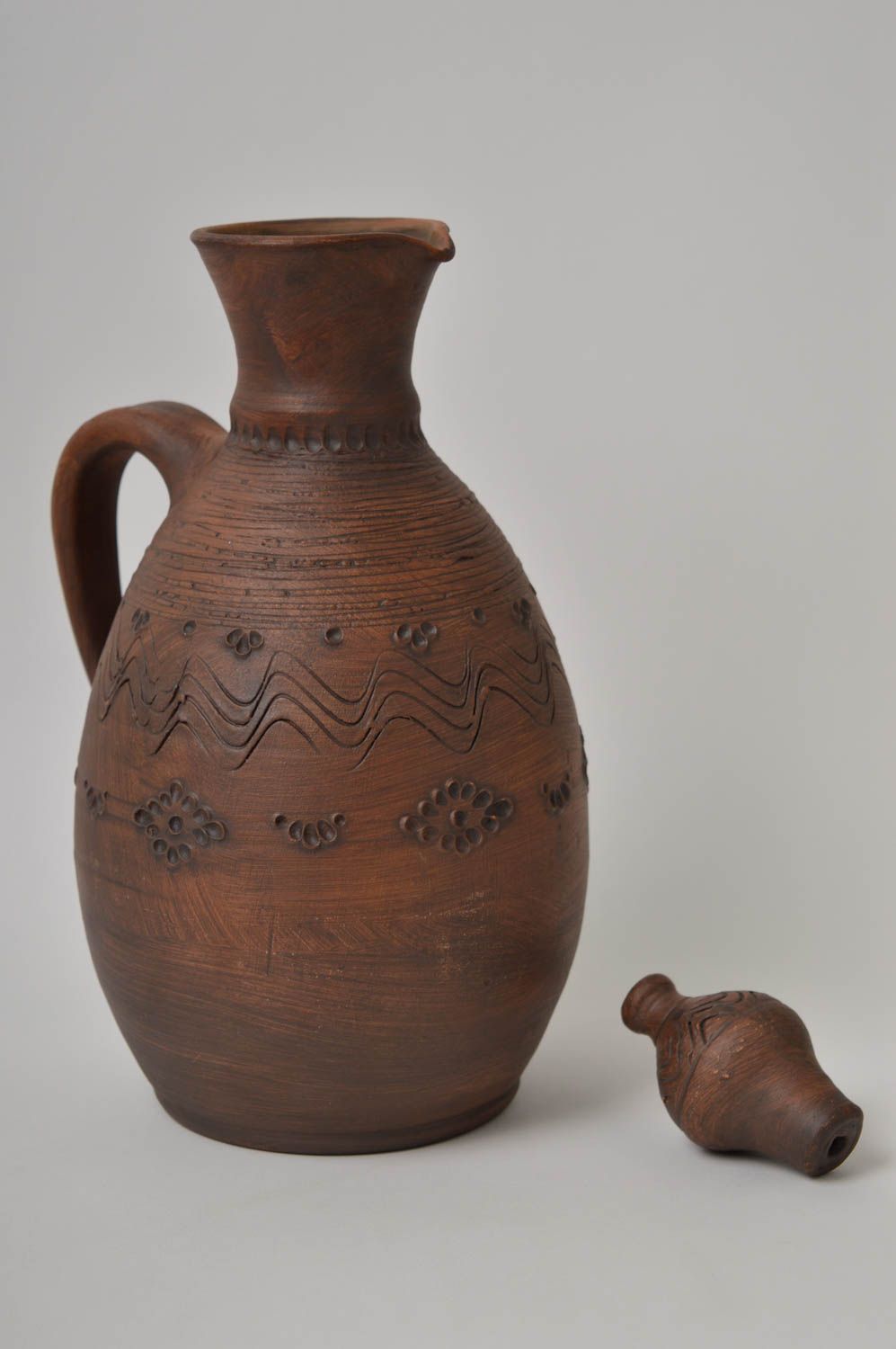 Brocca in ceramica fatta a mano brocca per bevande stoviglie in argilla
 foto 4
