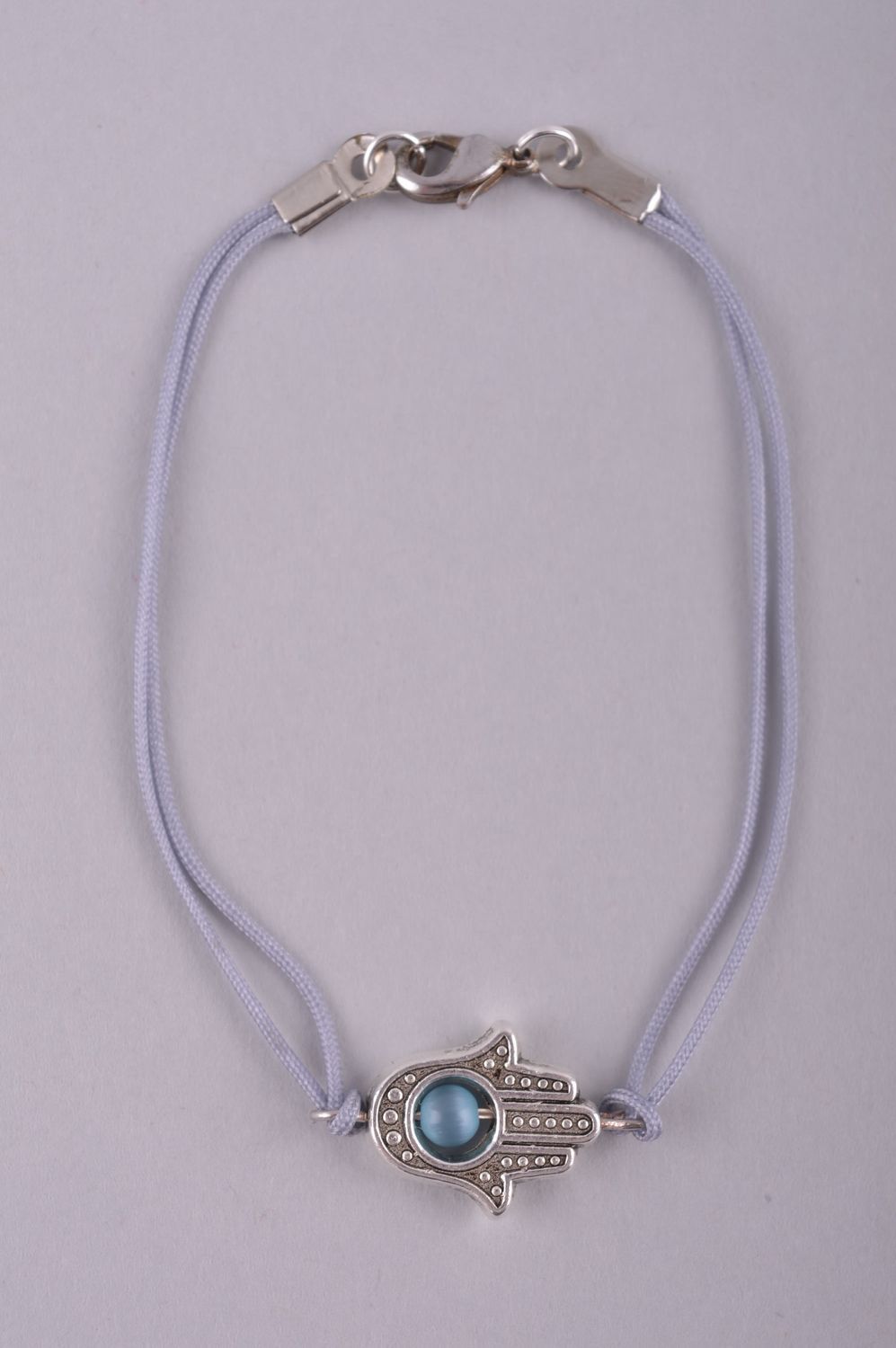Bracelet textile Bijou fait main cordon bleu clair tressé Accessoire femme photo 4