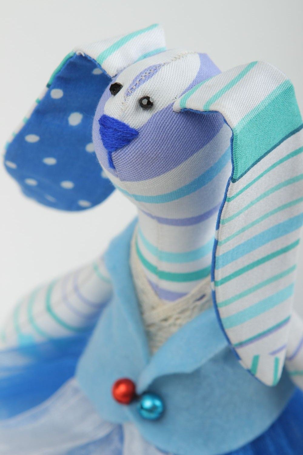 Синяя игрушка ручной работы интерьерная игрушка зайчик необычный подарок фото 4