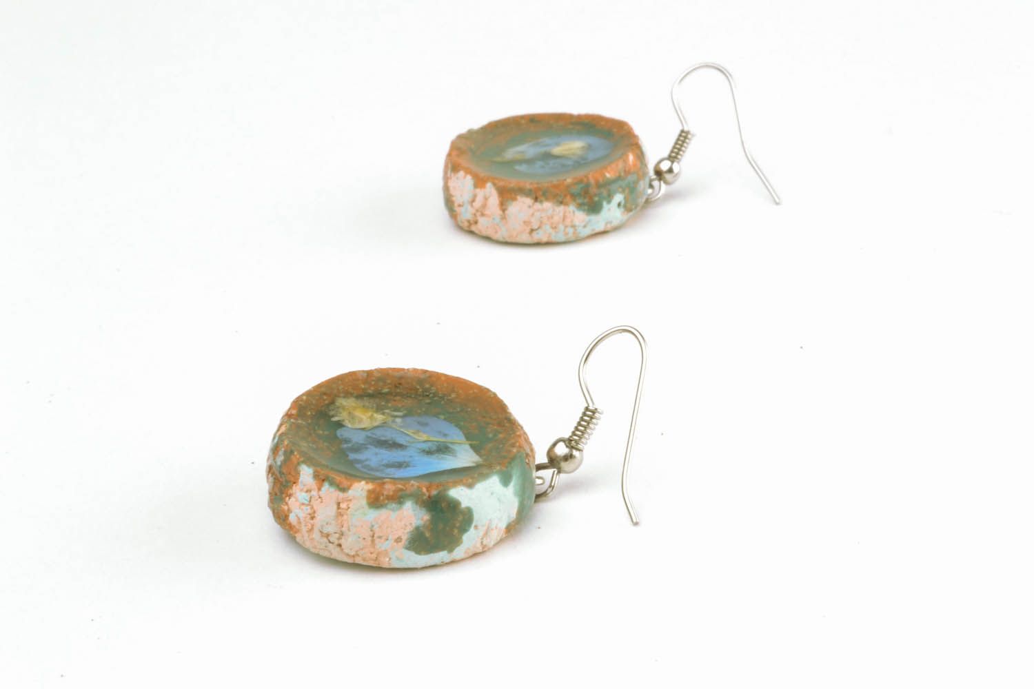 Earrings made of clay and epoxy resin photo 3