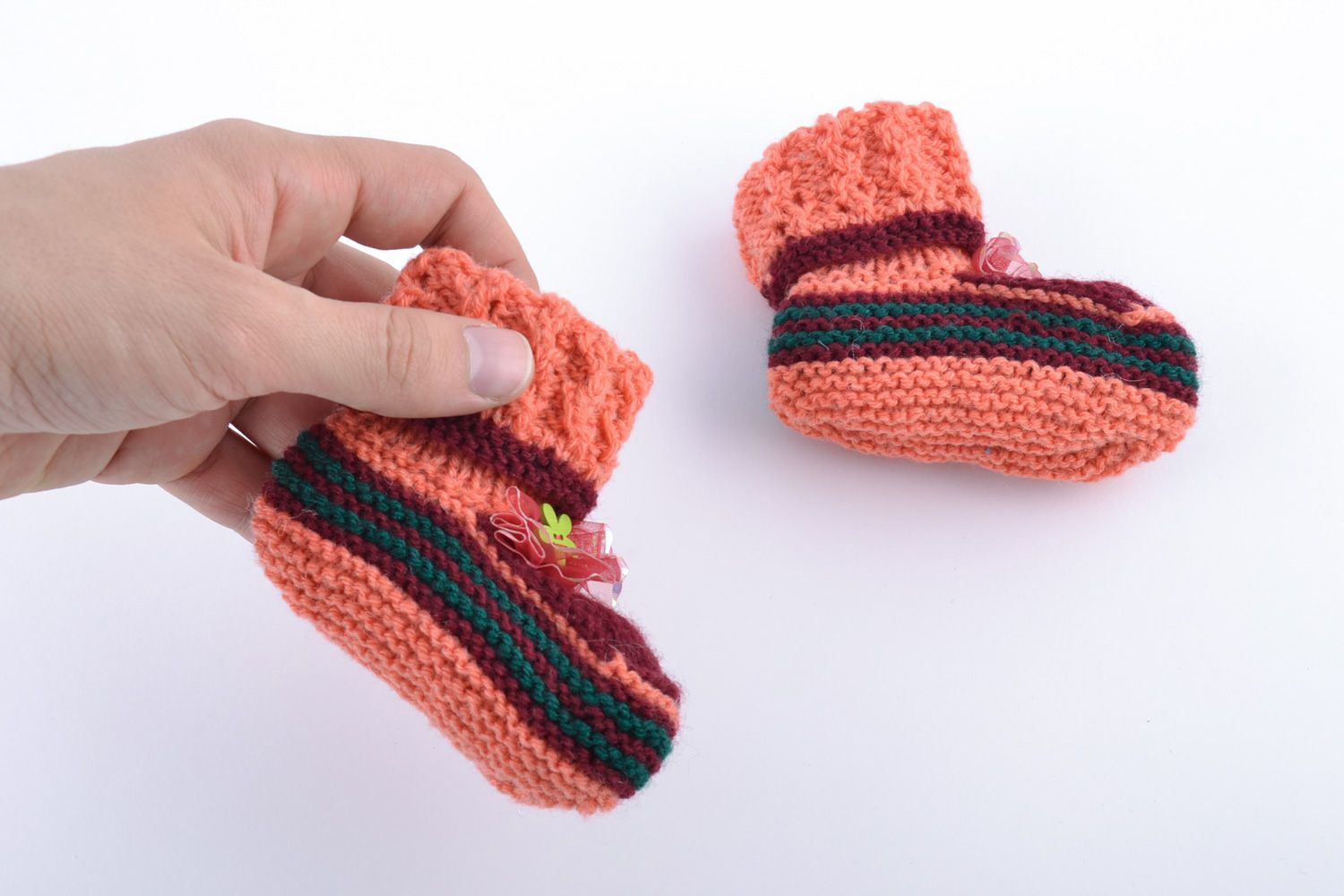 Chaussons bébé tricotés faits main en laine chauds originaux pour enfant photo 2