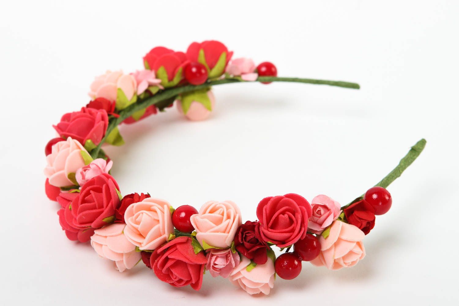 Serre-tête fleurs Bijou fait main avec roses Accessoire cheveux design cadeau photo 3