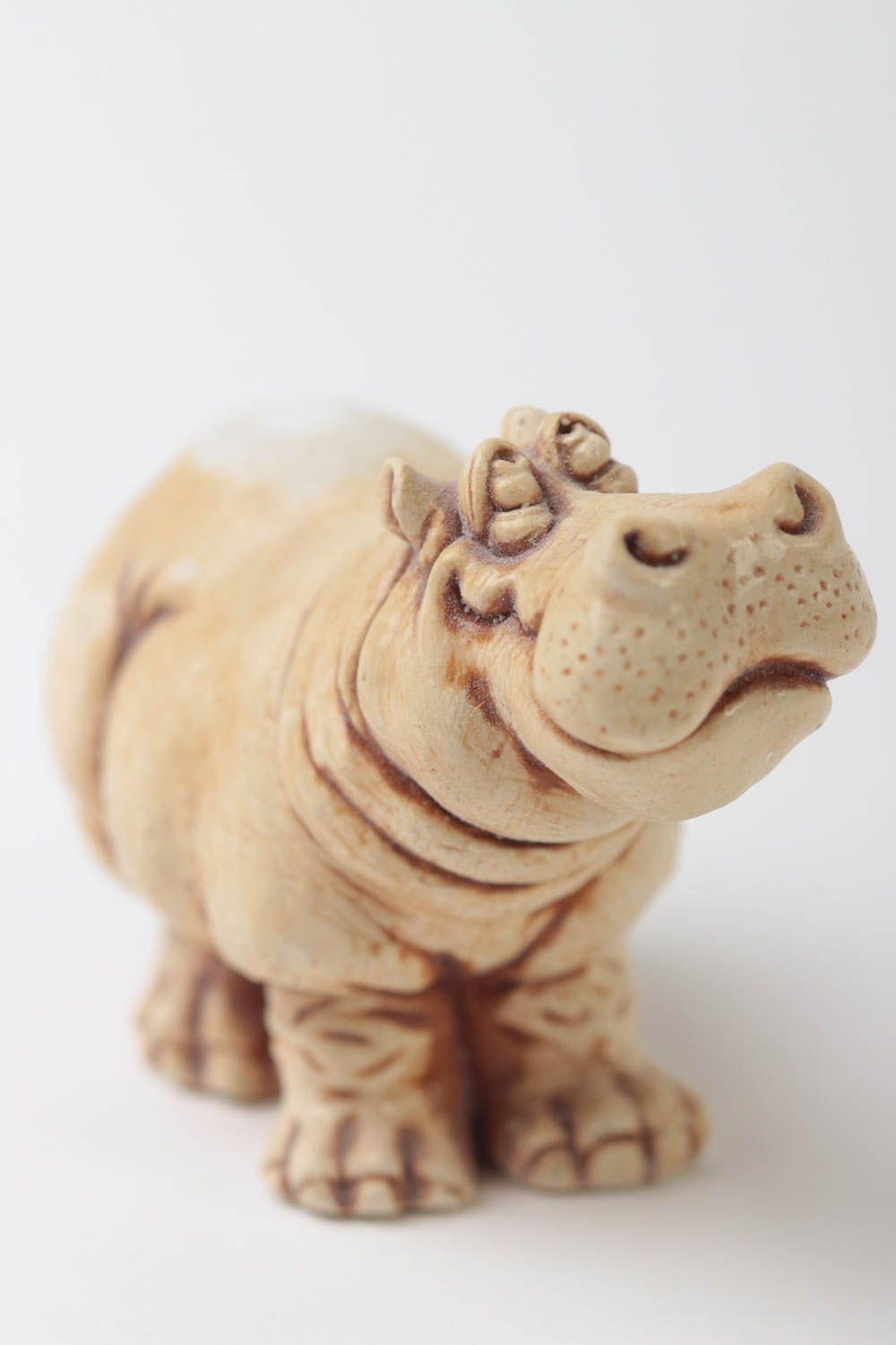 Figurine hippopotame Petite statuette fait main Déco intérieur design original photo 3