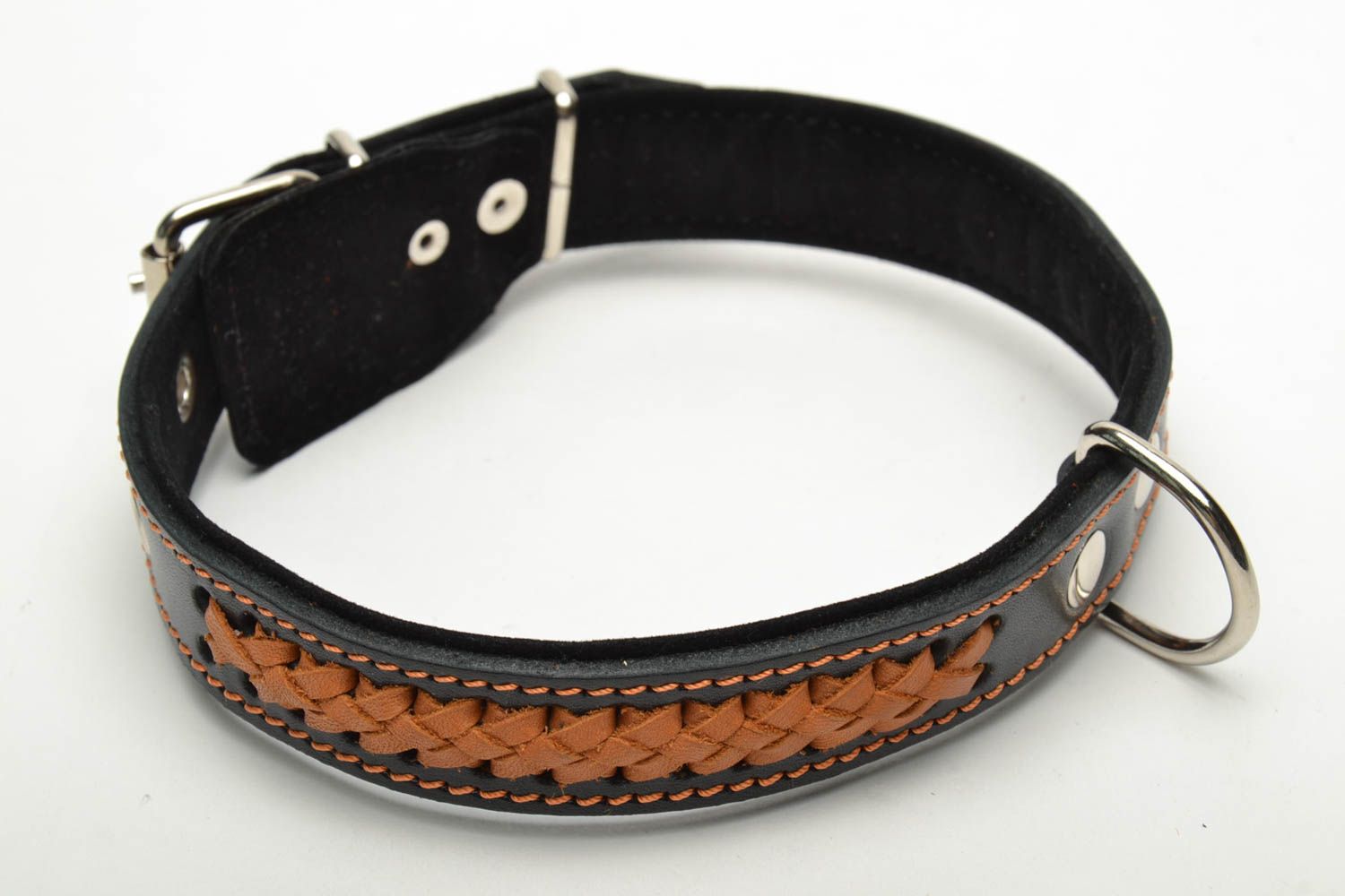 Black dog collar with braiding photo 4
