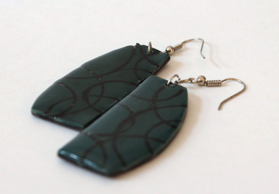 Earrings made ​​of polymer clay and epoxy resin photo 1