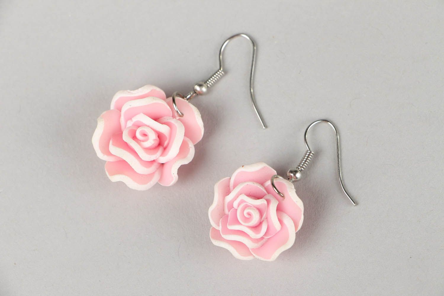 Earrings made ​​of polymer clay Roses photo 2