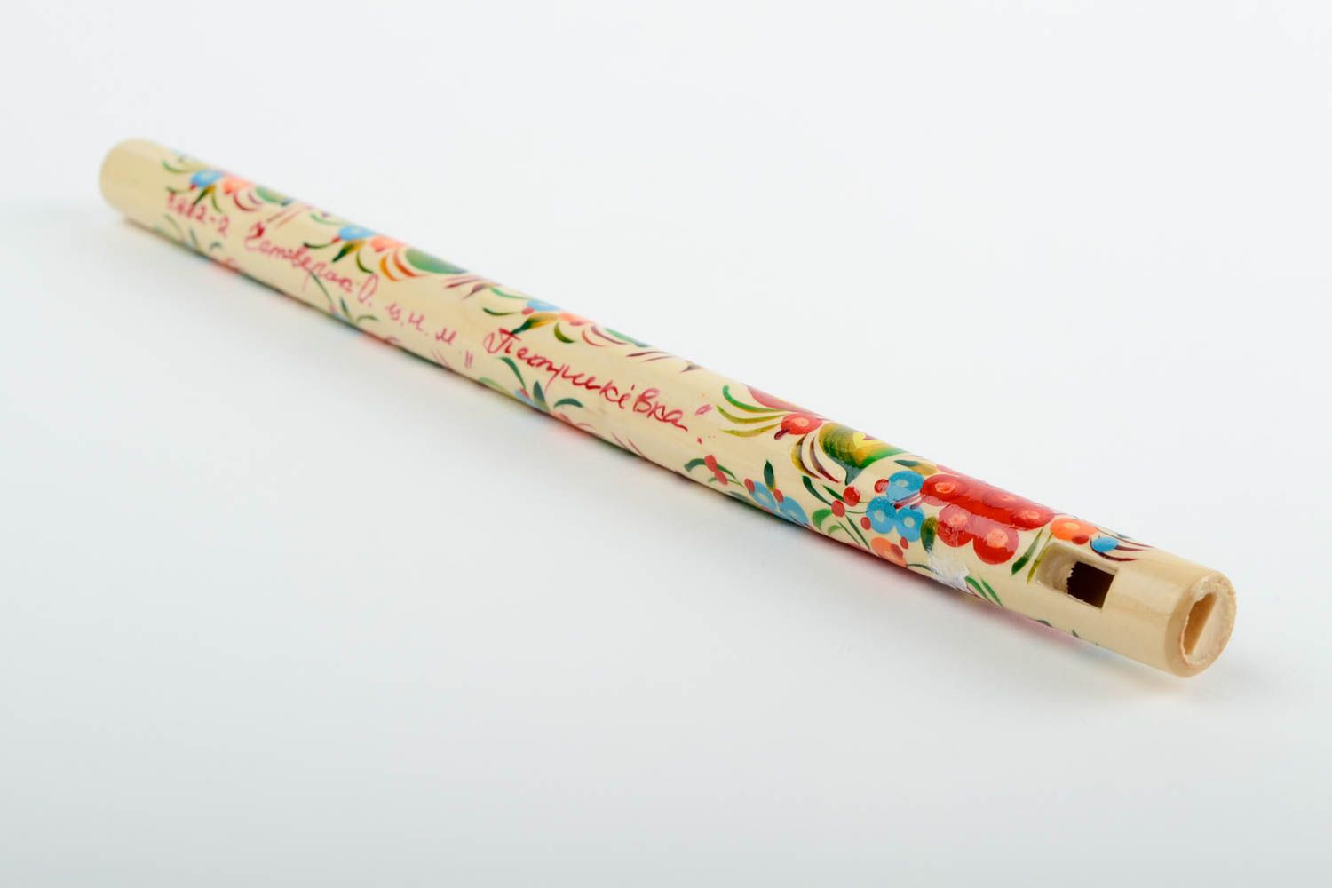 Sopilka Instrument à vent fait main en bois peint à motif floral Cadeau ethnique photo 5