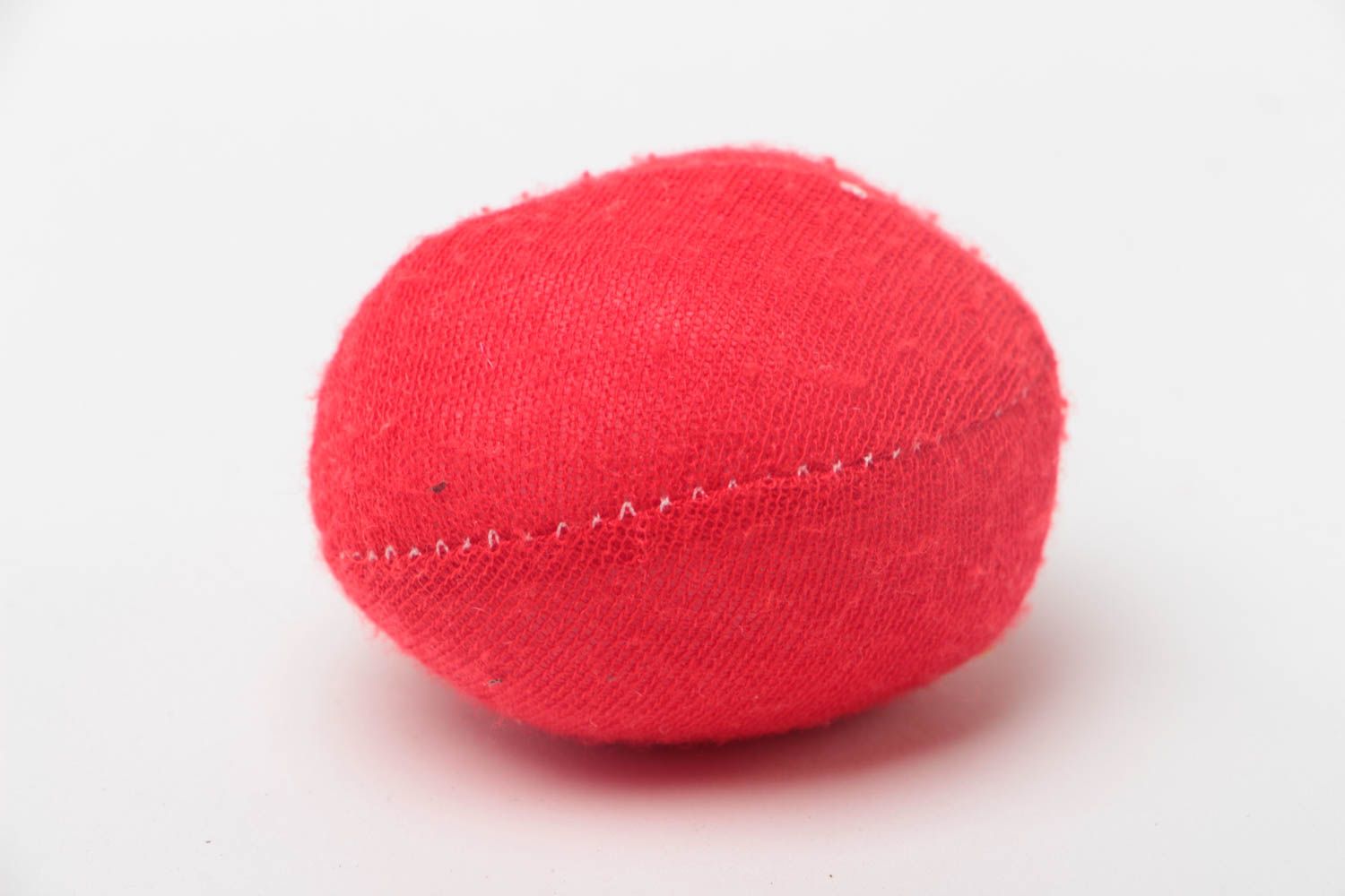 Red handmade soft Easter egg made of fabric jersey for decor photo 2