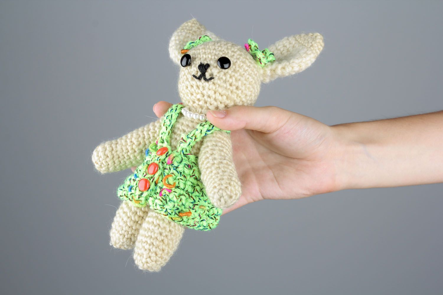Giocattolo a maglia fatto a mano pupazzo da bambini a forma di lepre carina foto 2