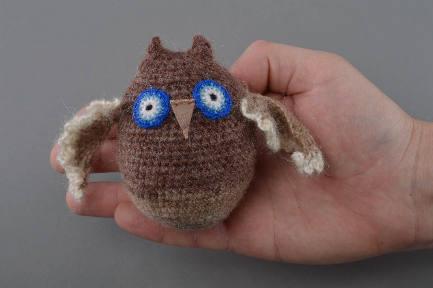 Soft crocheted toy handmade unusual owl cute present for children home decor photo 4