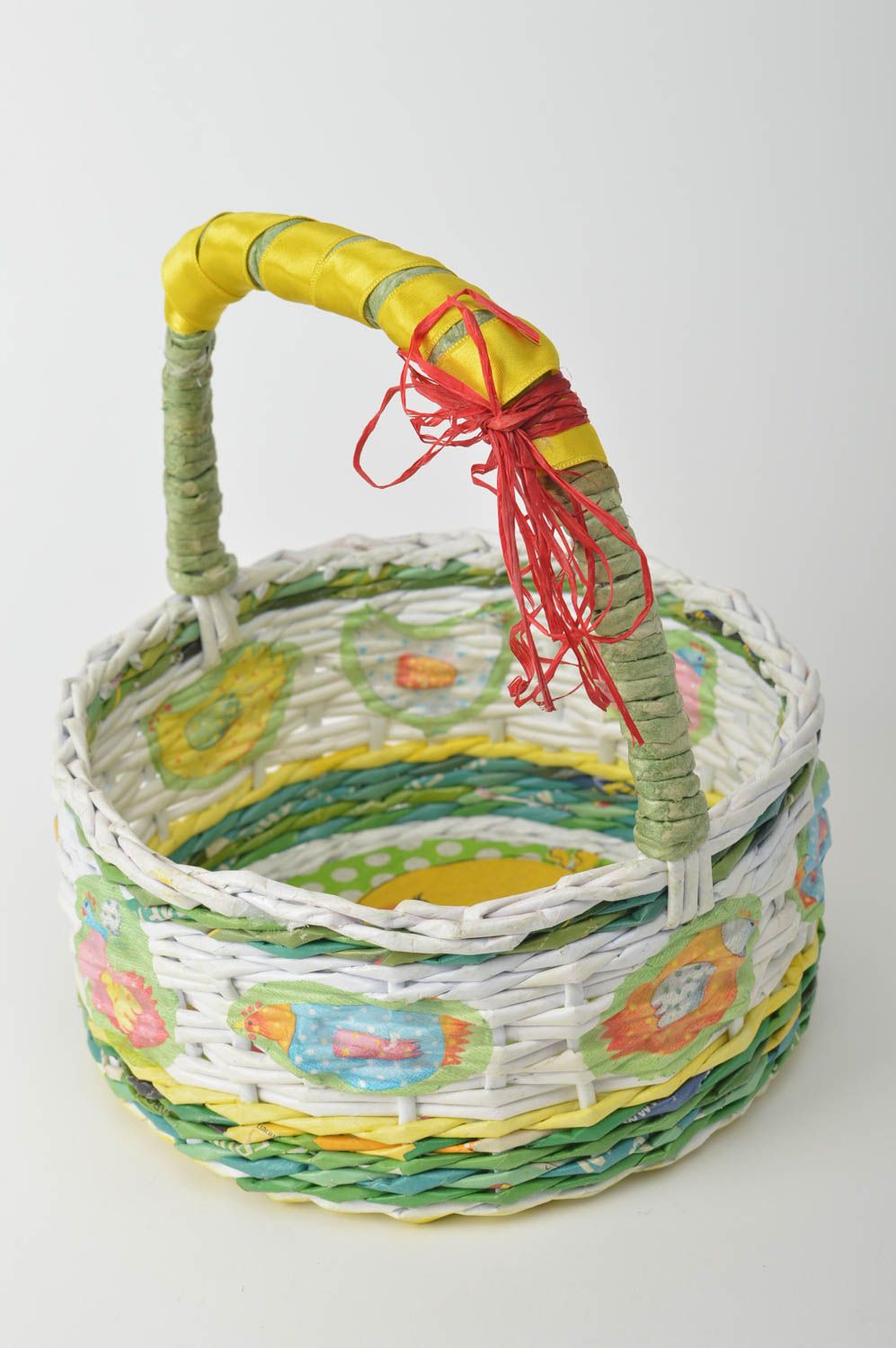 Unusual handmade newspaper basket woven paper basket interior decorating photo 5