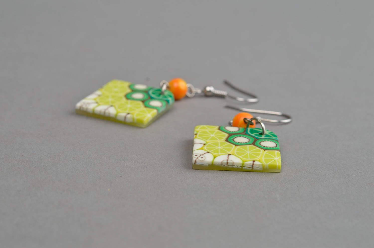 Painted handmade earrings polymer clay earrings stylish accessory for women  photo 3