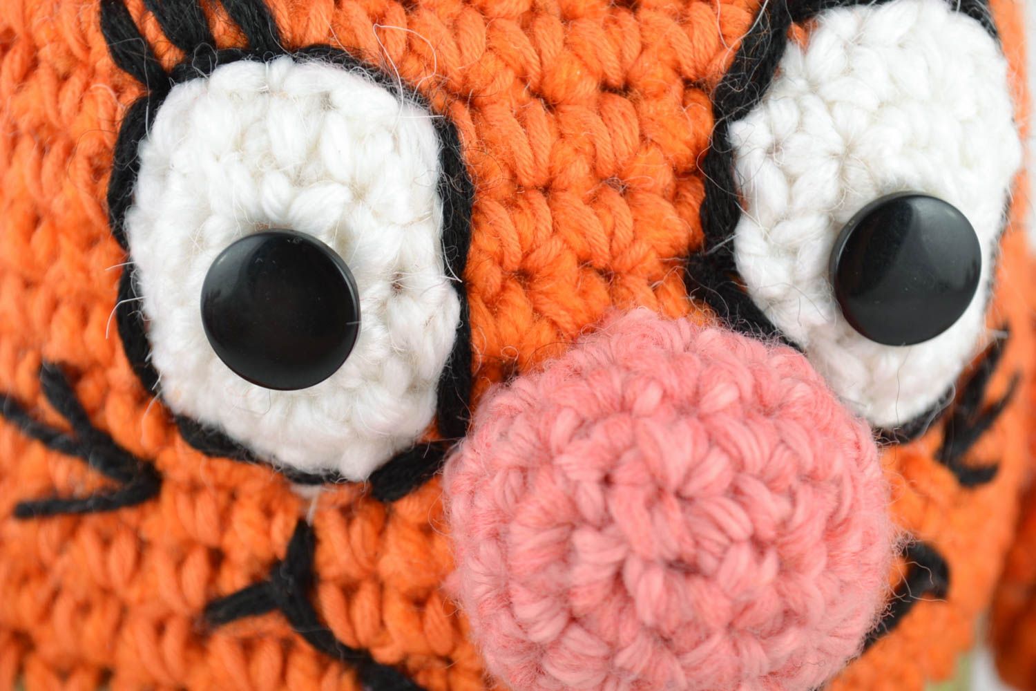 Handmade children's soft toy crocheted of woolen and semi woolen threads Fox photo 3