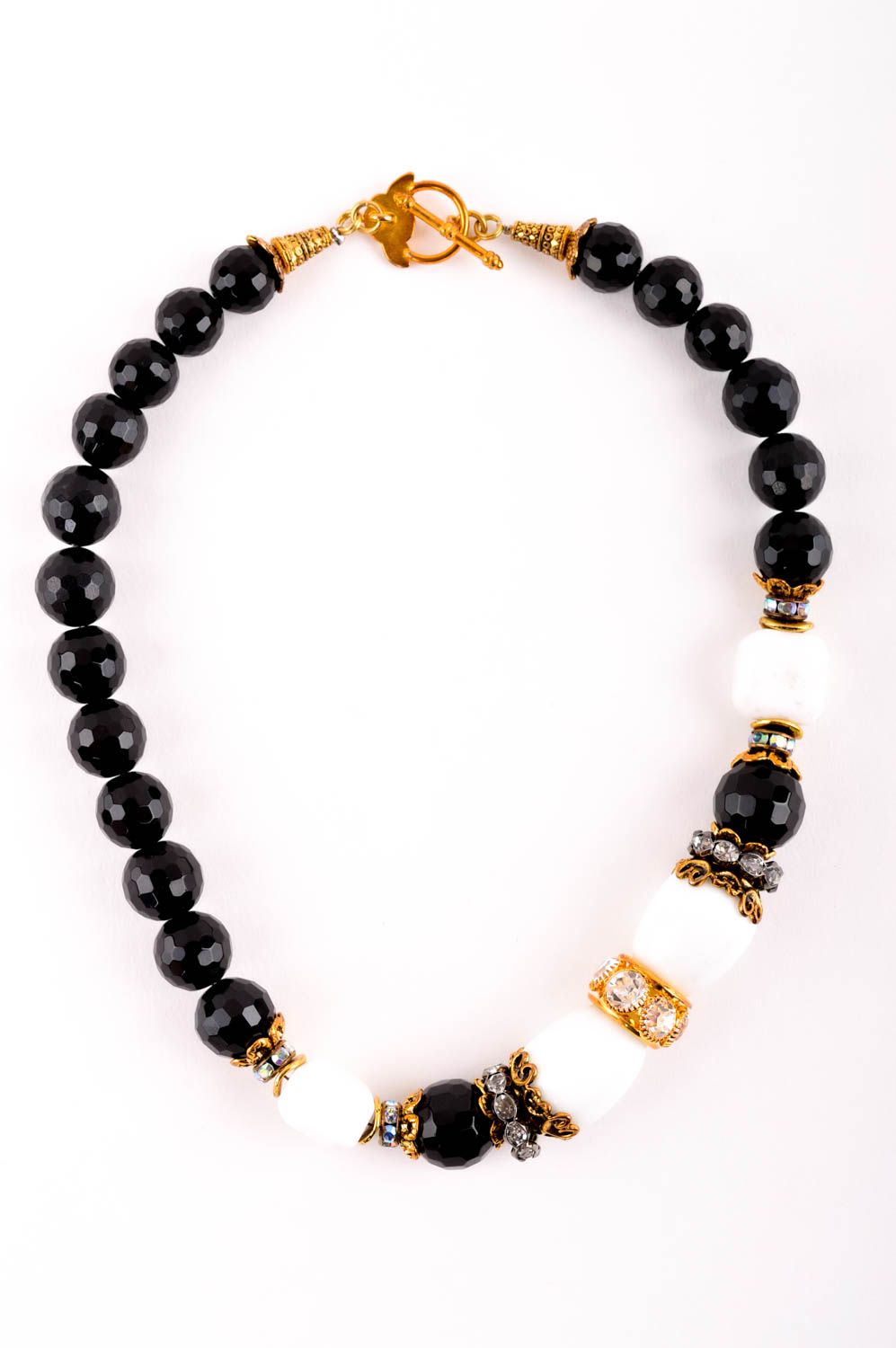 Damen Collier Perlen Schmuck Geschenk für Frauen mit Onyx schwarz künstlerisch foto 2