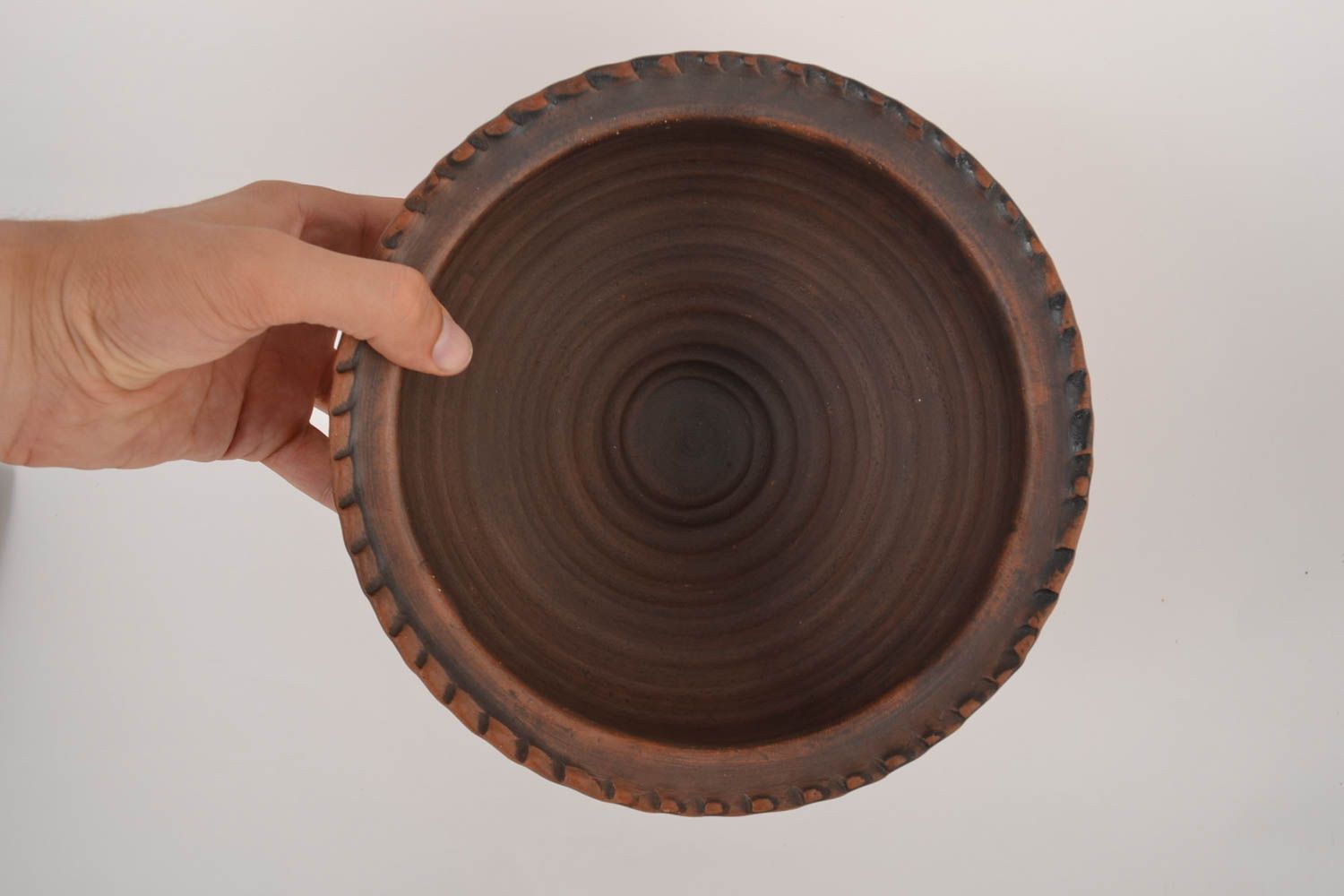 Керамическая миска ручной работы глиняная миска красивая глиняная посуда 2 л фото 5