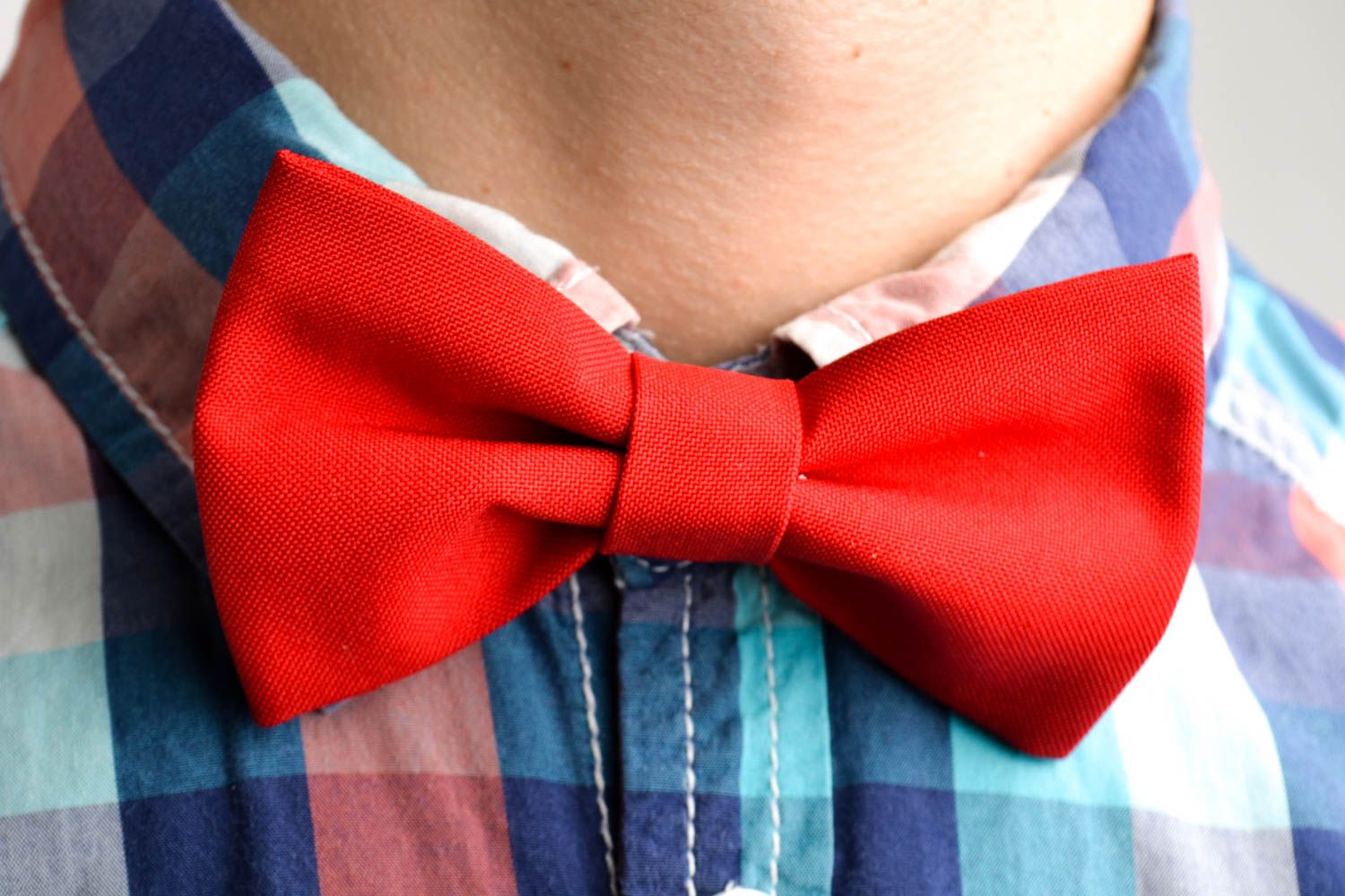 Handmade beautiful red bow tie unusual male bow tie accessory for men photo 1