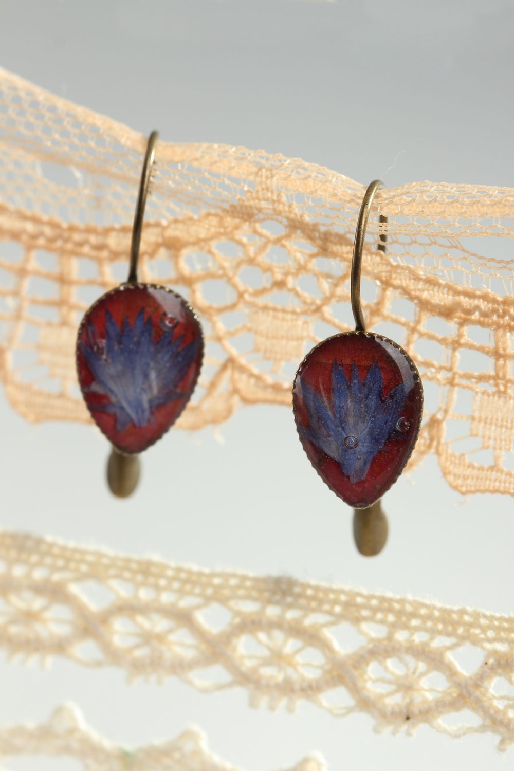 Botanic earrings handmade stylish long earrings stylish earrings with flowers photo 1