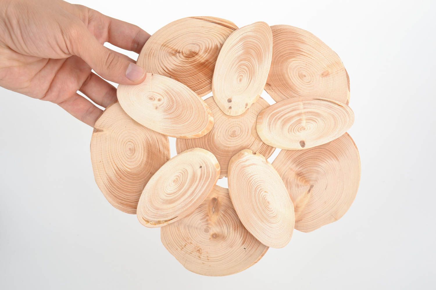 Подставка для кастрюль и другой горячей посуды деревянная круглая ручной работы фото 3