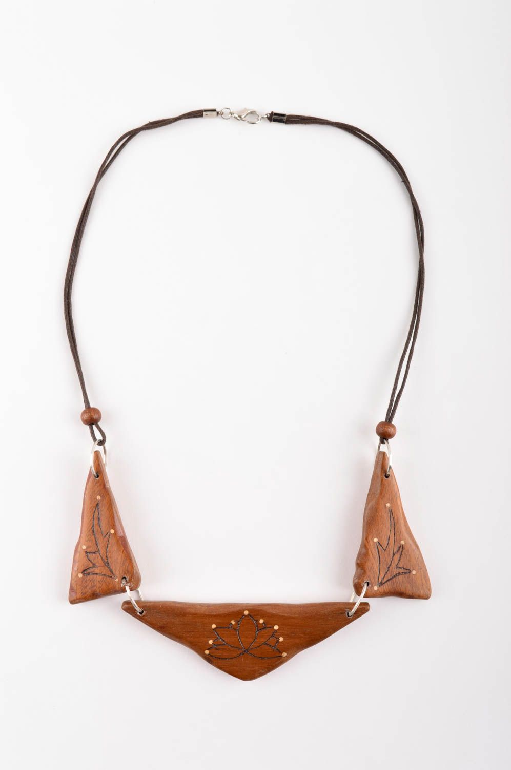 Collana di legno fatta a mano girocollo originale etnico accessorio da donna foto 2