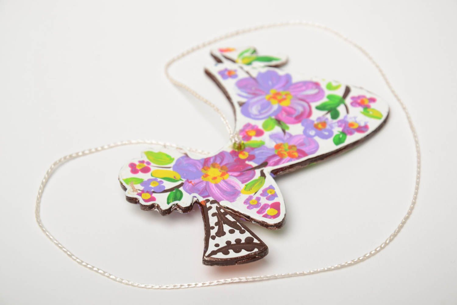 Deko Anhänger Blumen Engel aus Holz mit Acrylfarben bemalt handmade foto 2