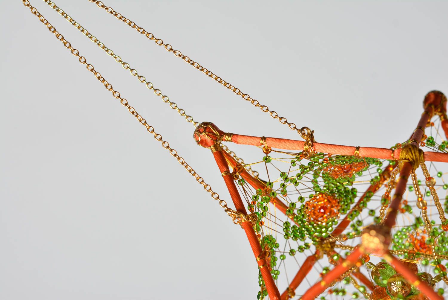 Handmade Deko Interieur Anhänger Amulett in Orange Stern Merkaba aus Draht foto 5