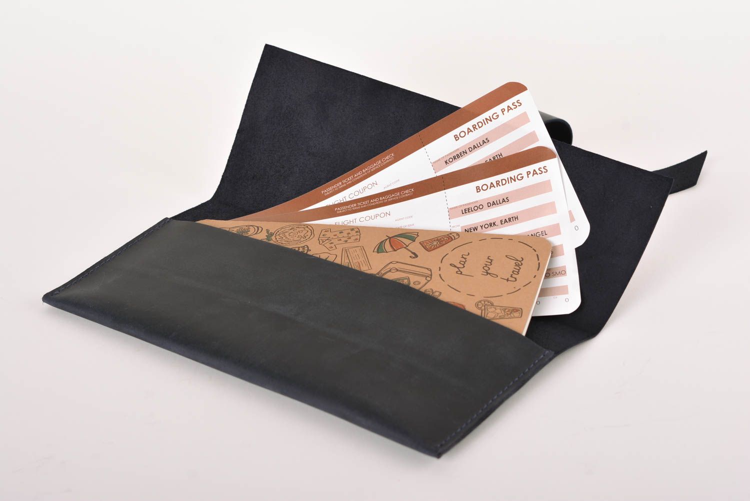 Handmade ticket holder leather goods leather document holder travel case photo 2