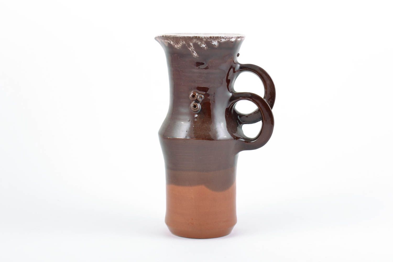 Origineller handgemachter Keramik Krug mit 2 Henkeln öko reines Ton Geschirr 1 l foto 2