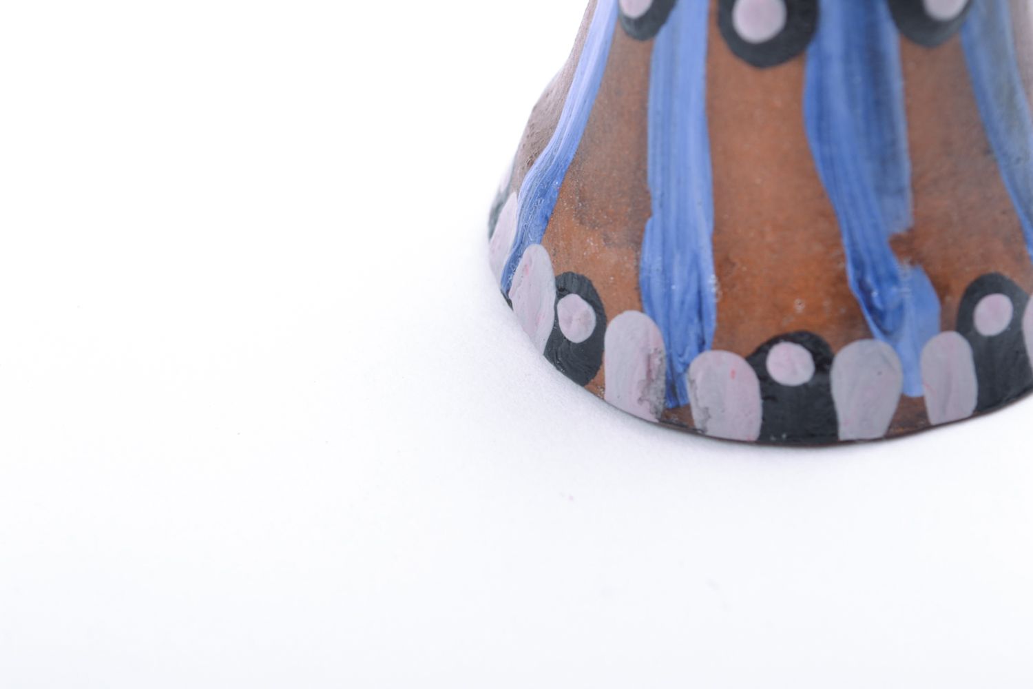 Petite cloche en terre cuite bleue à motif colorants acryliques faite main photo 5