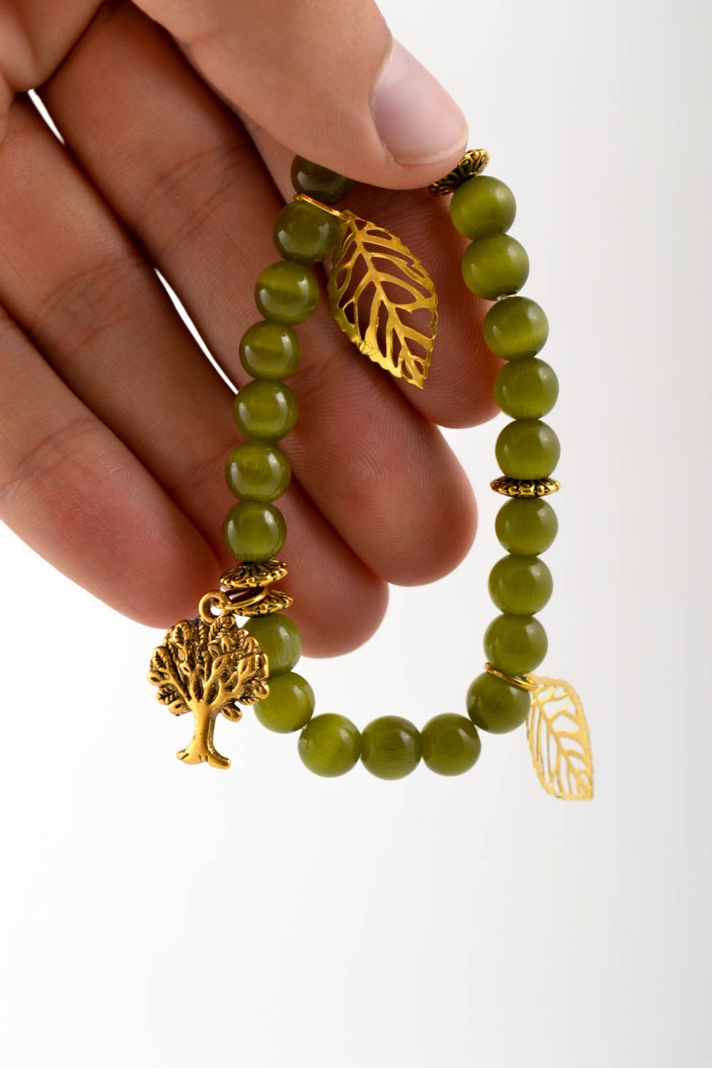 Modisches Naturstein Armband Schmuck für Frauen Armband mit Kugeln in Grün foto 6