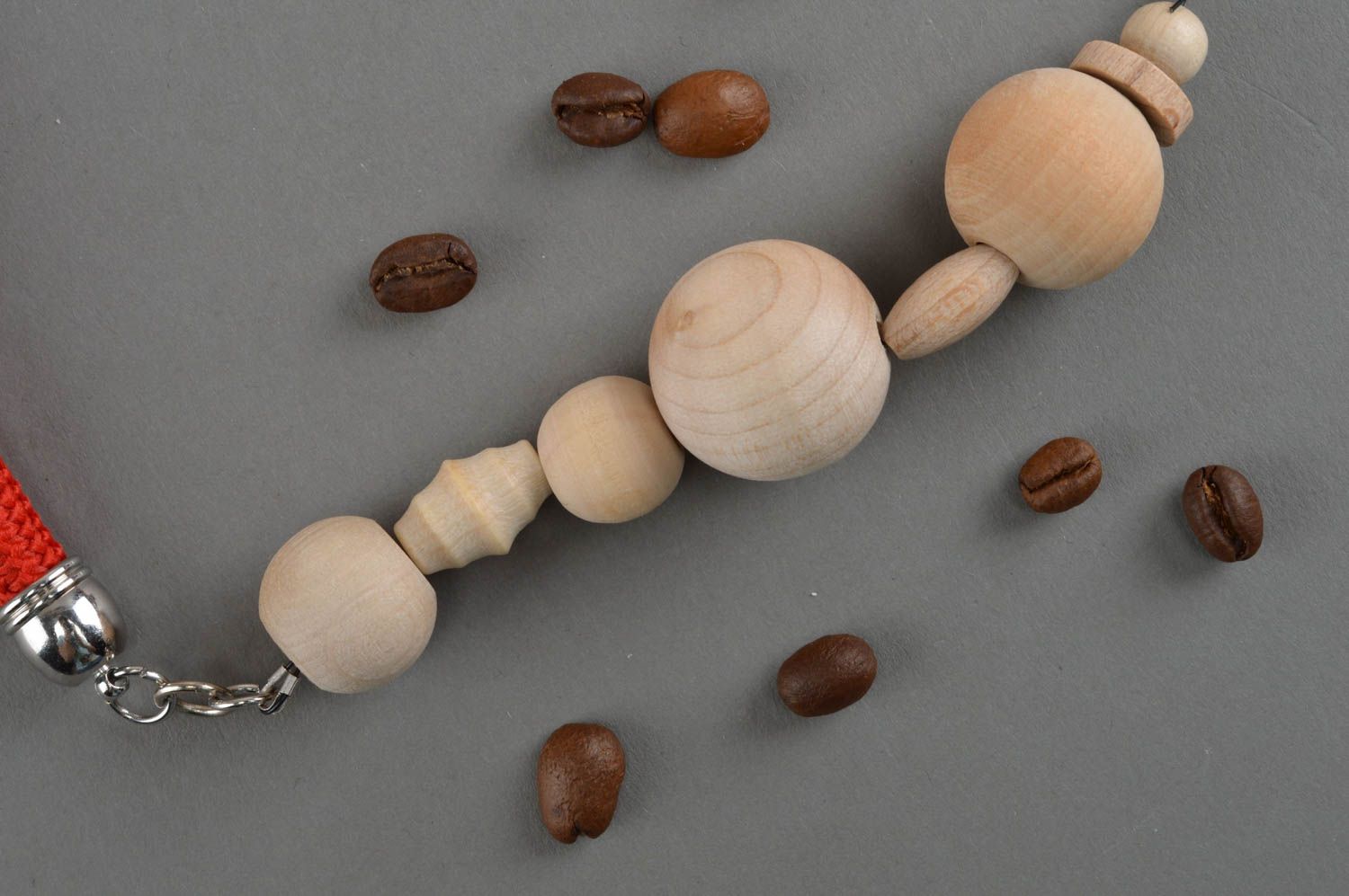 Handmade designer necklace accessory made of wooden beads stylish jewelry photo 5