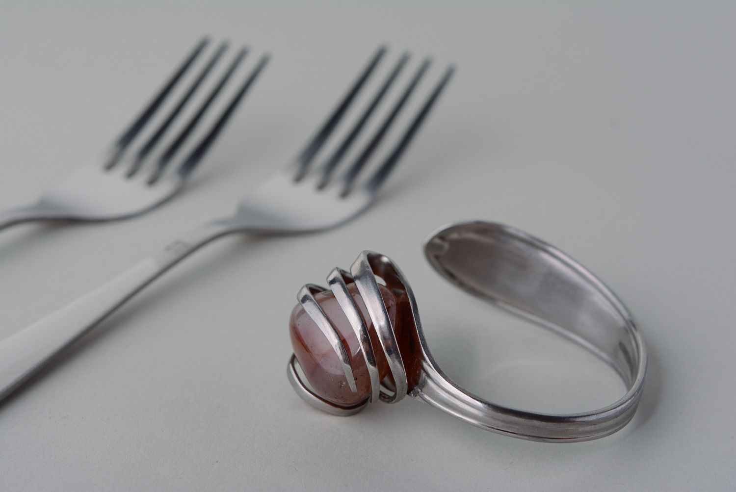 Handmade metal fork bracelet photo 1