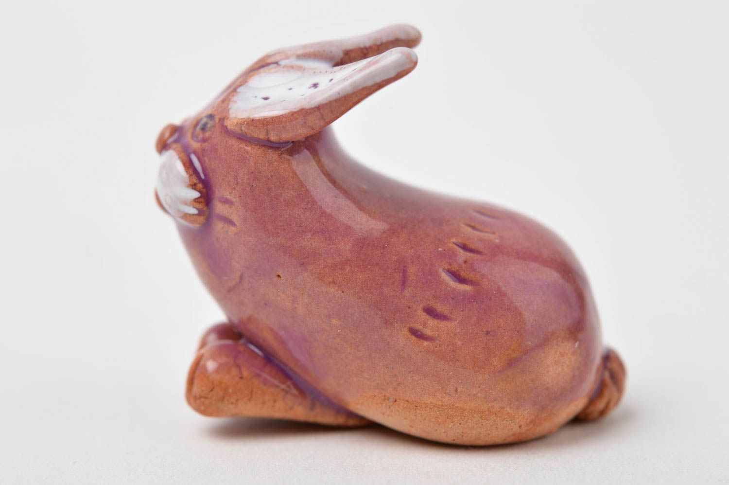 Figurine lapin Statuette miniature faite main argile peinte Déco maison photo 3