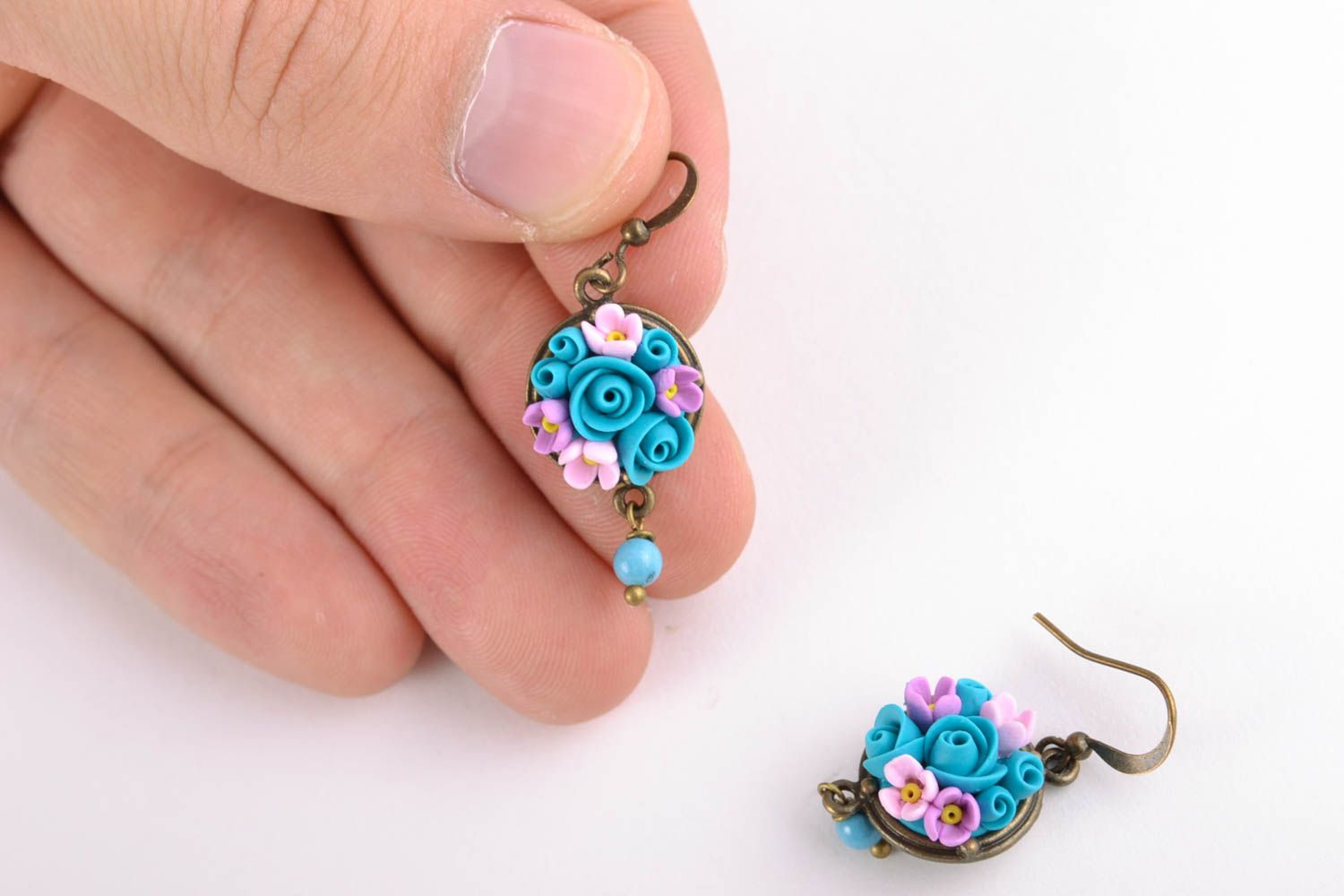Small polymer clay earrings photo 2
