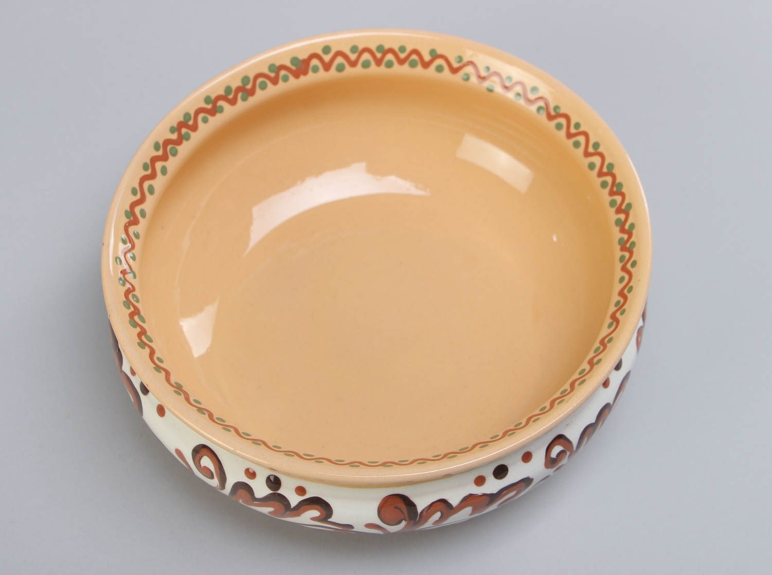 Cuenco de cerámica artesanal de arcilla pintado volumen 1 l foto 3