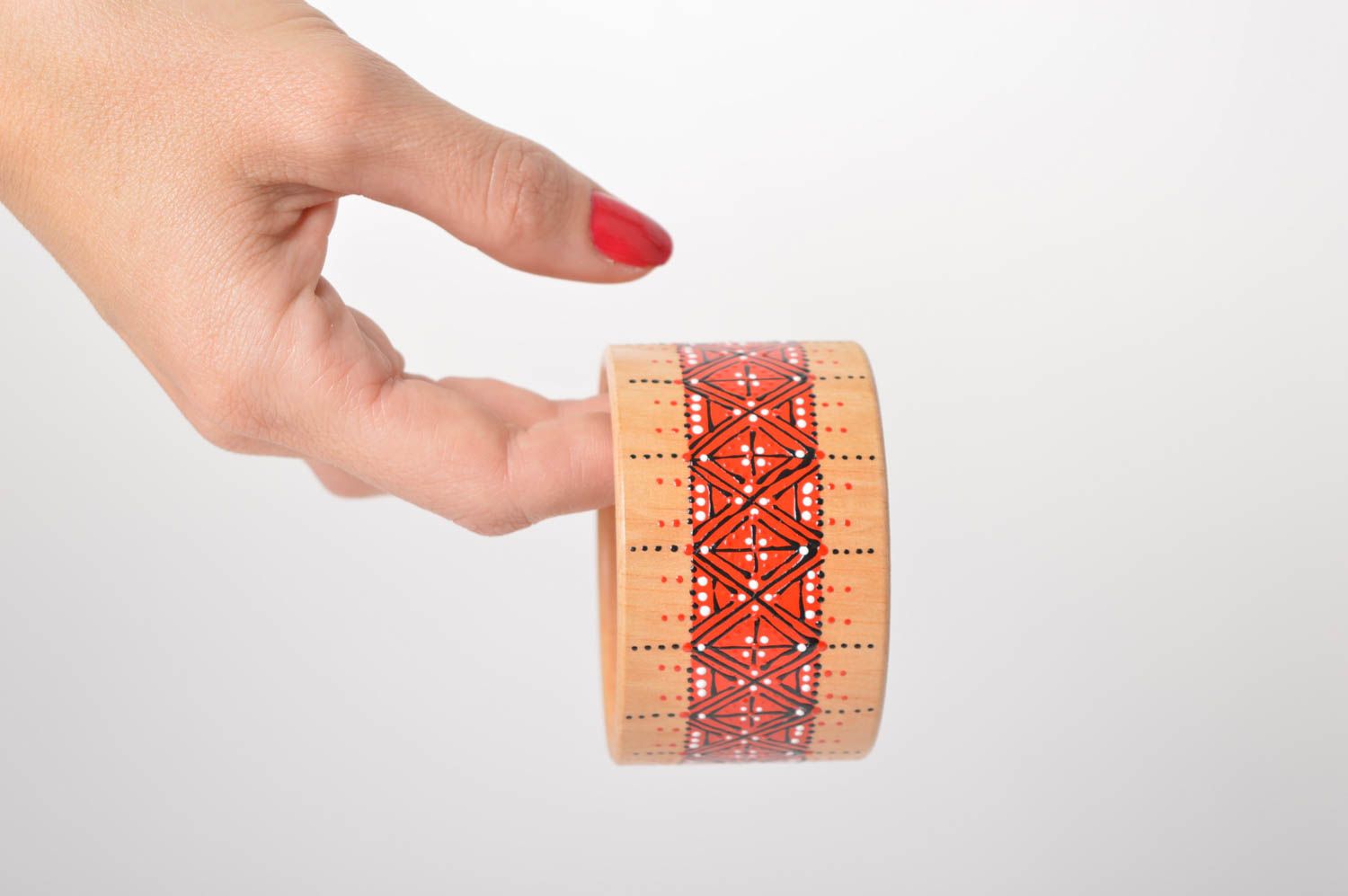 Holz Armband handgemachter Schmuck Damen Armband originell mit Bemalung schön foto 6