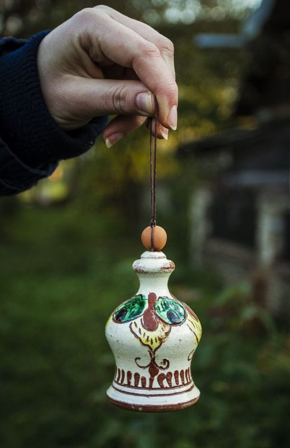 Campanello in ceramica fatto a mano Campanella di argilla Decorazioni di casa
 foto 1