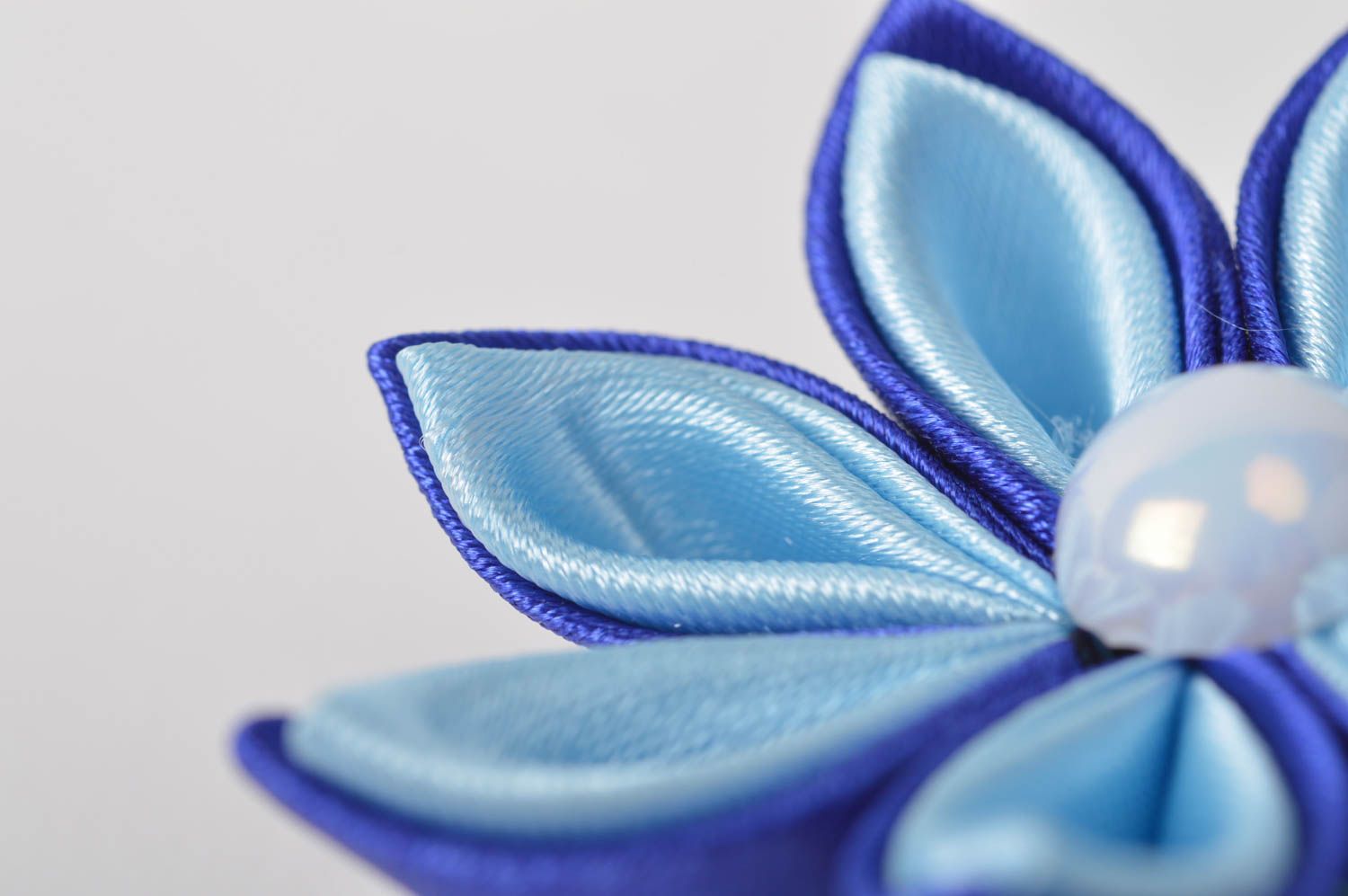 Украшение ручной работы синяя детская заколка аксессуар для волос с цветком фото 4