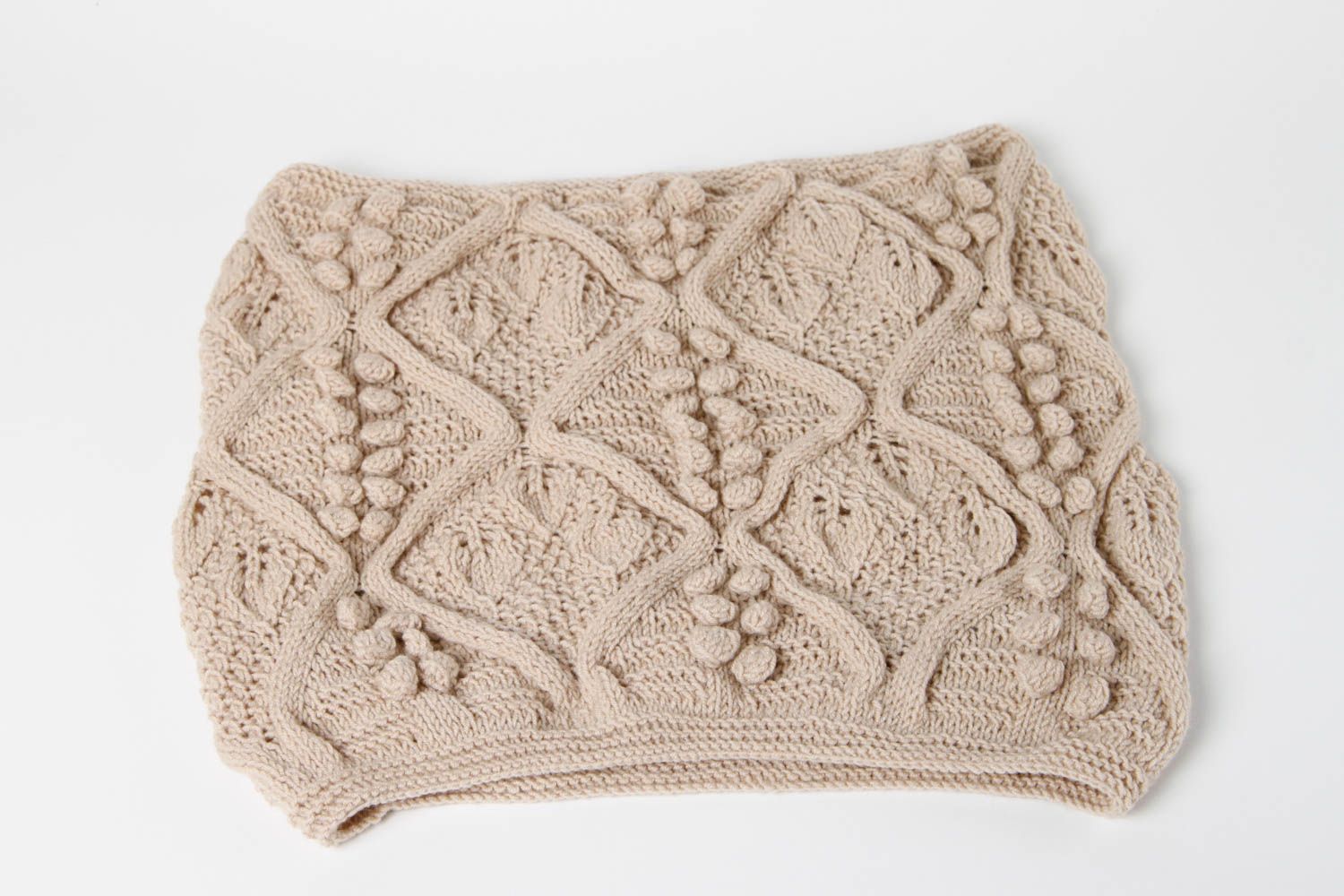 Beige Damen Schlauchschal handmade Winter Accessoires Schal aus Wolle stilvoll foto 4