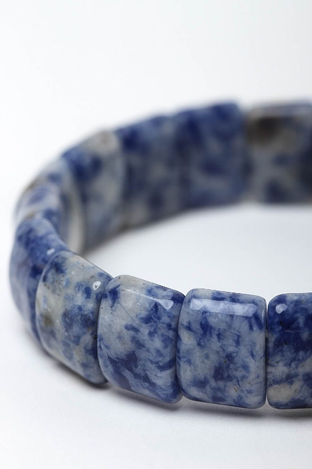 Bracelet en lapis-lazuli Bijou fait main bleu original élégant Cadeau femme photo 3