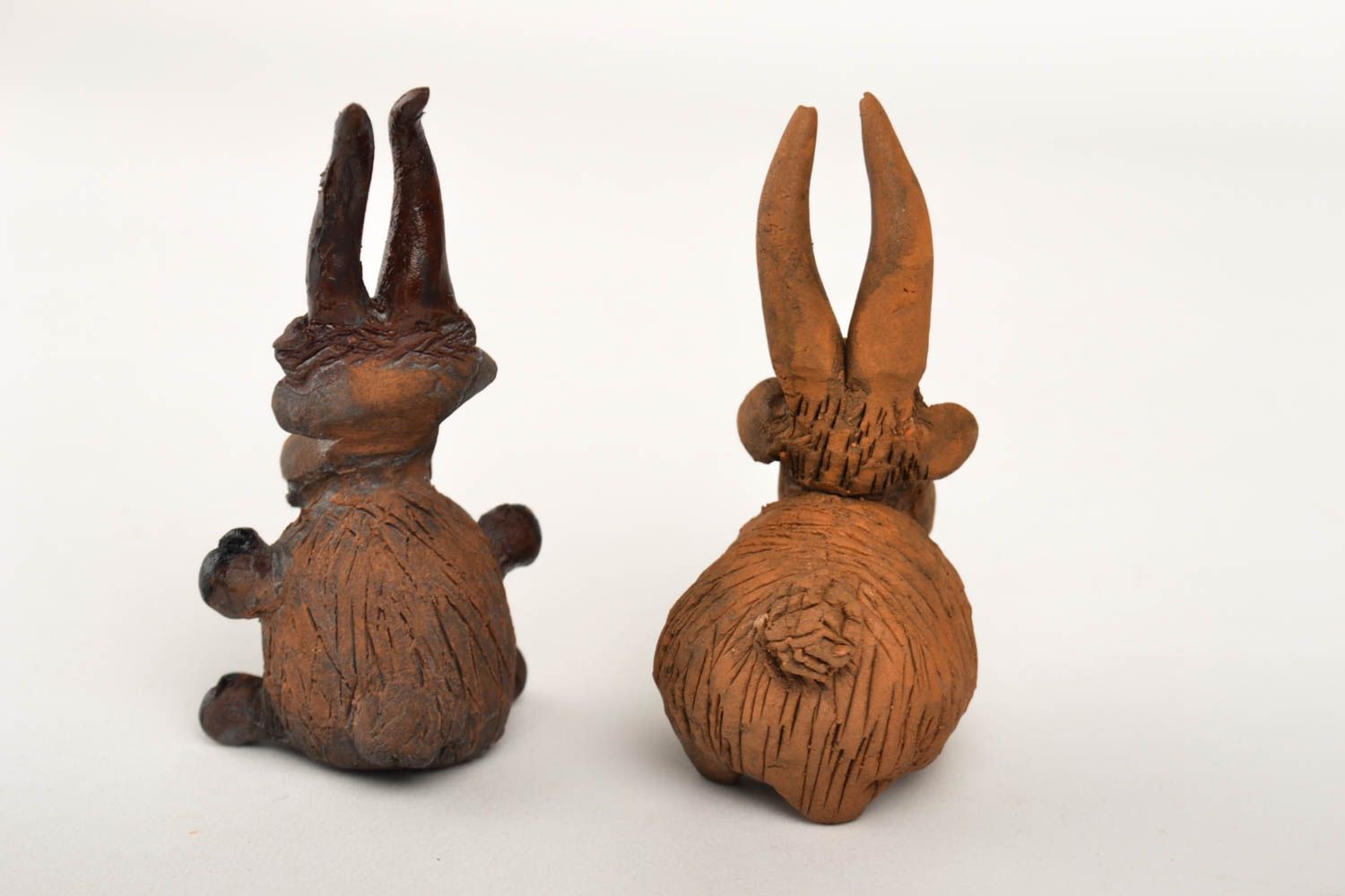 Figuren Set handmade Deko Ton Tiere Keramik Deko 2 Stück ausgefallen in Braun foto 3
