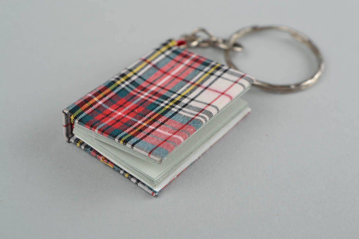 Unusual small handmade designer keychain in the shape of checkered book photo 5