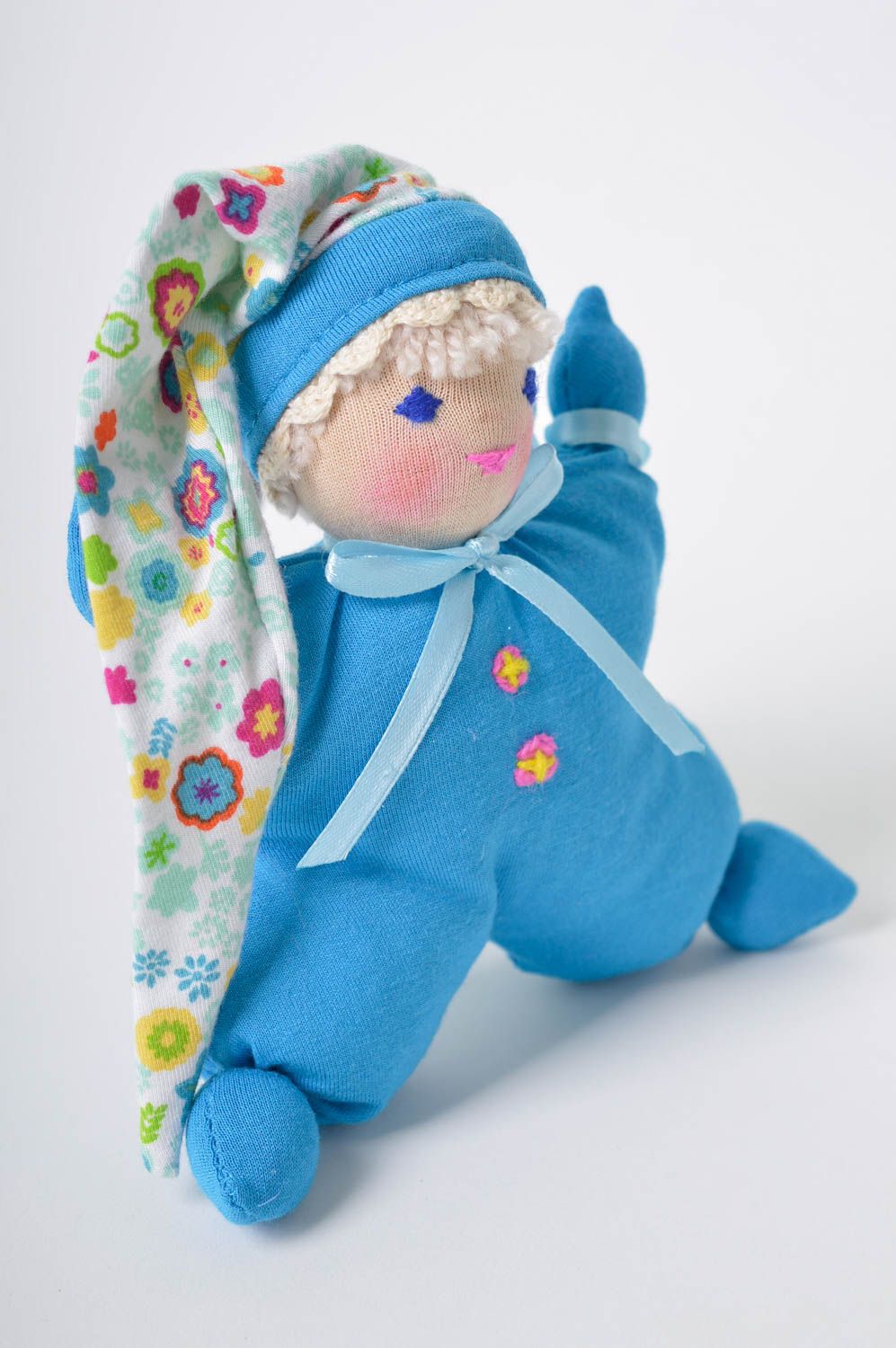 Кукла ручной работы кукла вальдорфская маленькая кукла из ткани в голубом фото 2