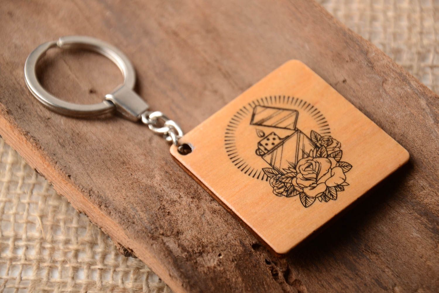 Handmade keychain unusual keychain designer accessory for key wooden souvenir photo 1