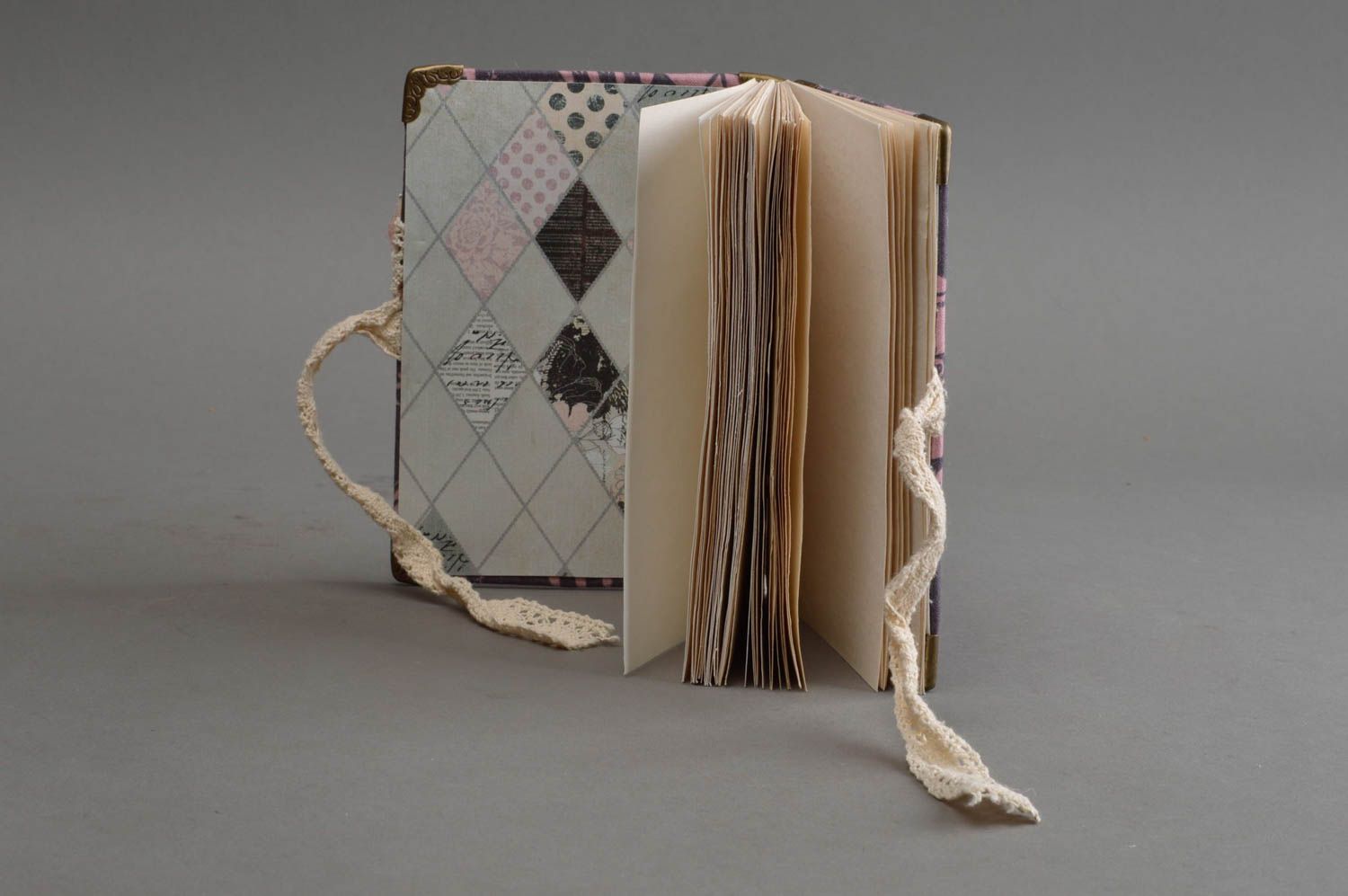 Carnet de notes violet Journal intime en tissu Cadeau femme style vintage photo 3