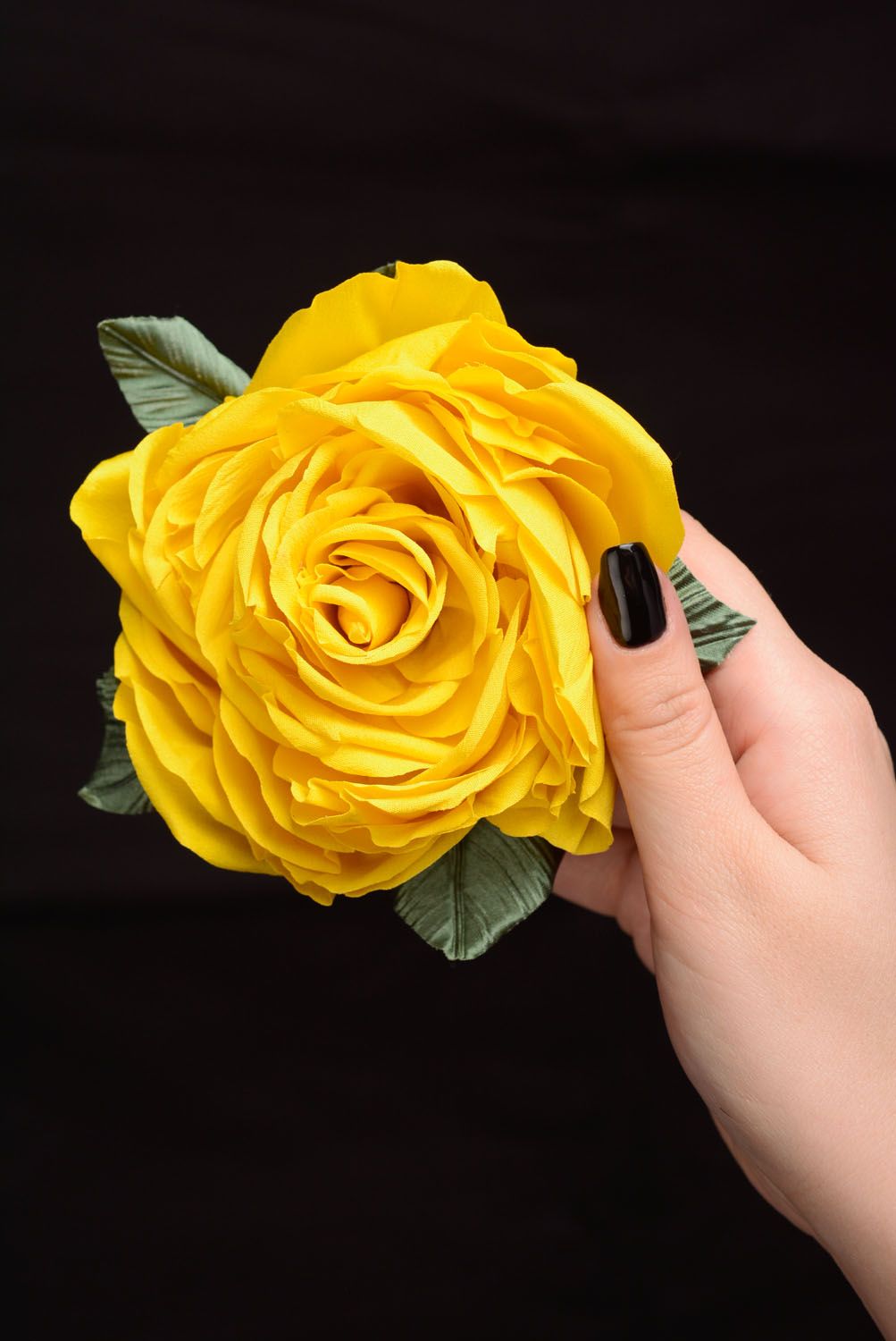 Blumen Brosche aus Stoff gelbe Rose foto 4
