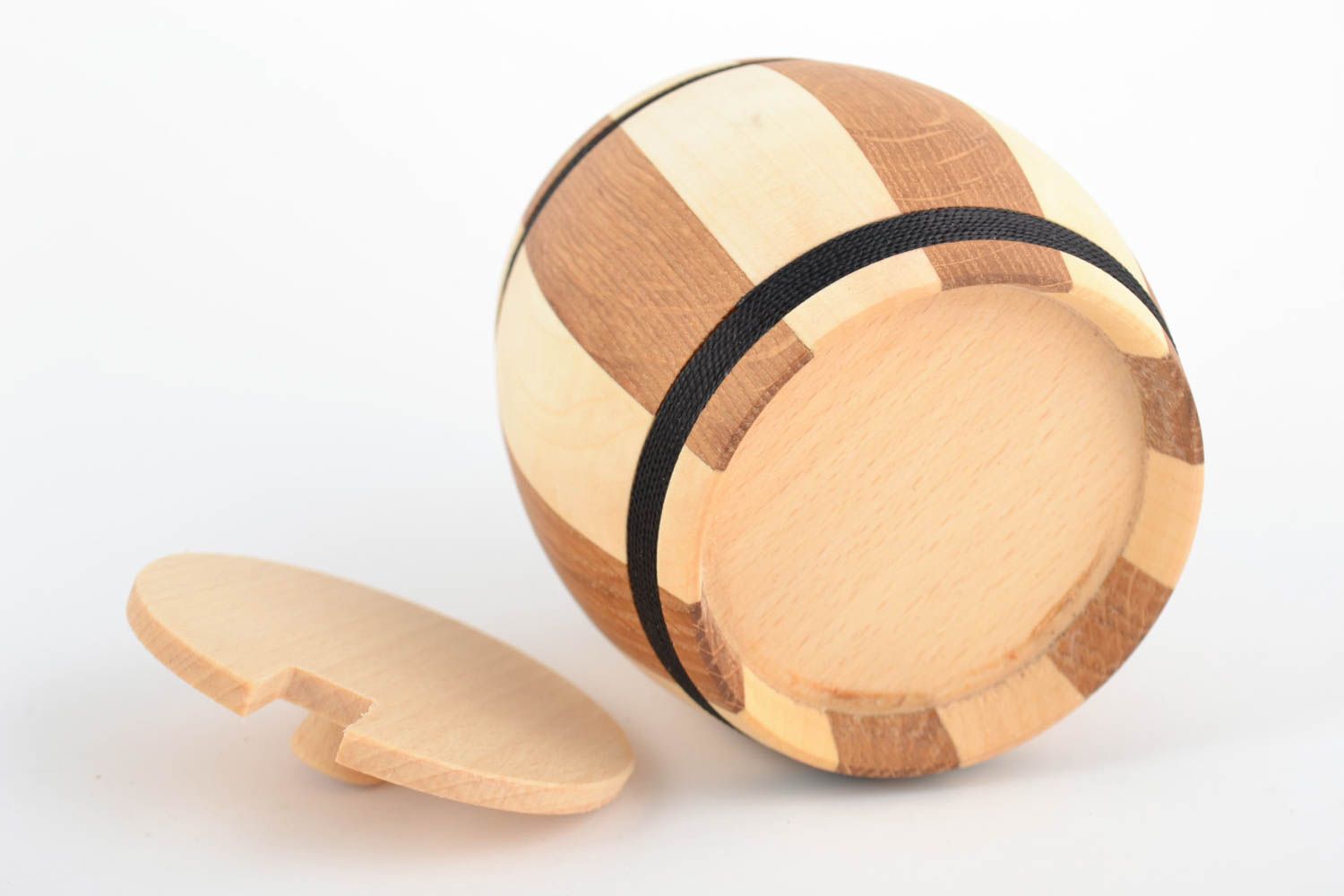 Azucarera de madera con tapa en forma de bote artesanal 300 ml  foto 4