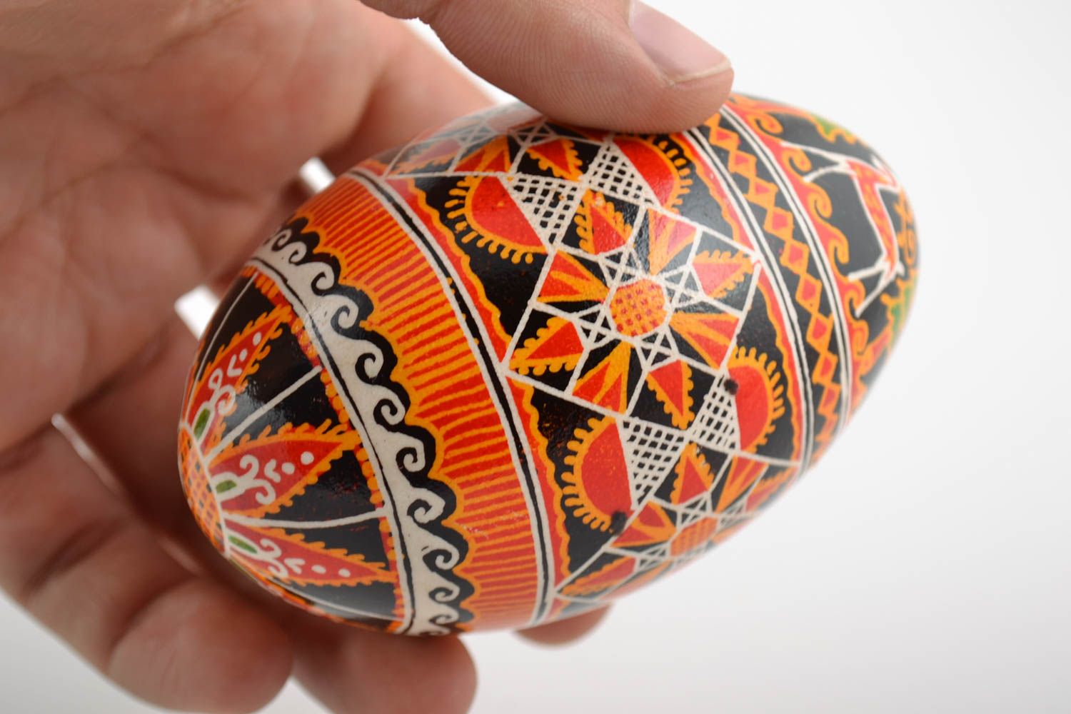 Гусиное пасхальное яйцо расписанное акриловыми красками ручной работы красивое фото 2