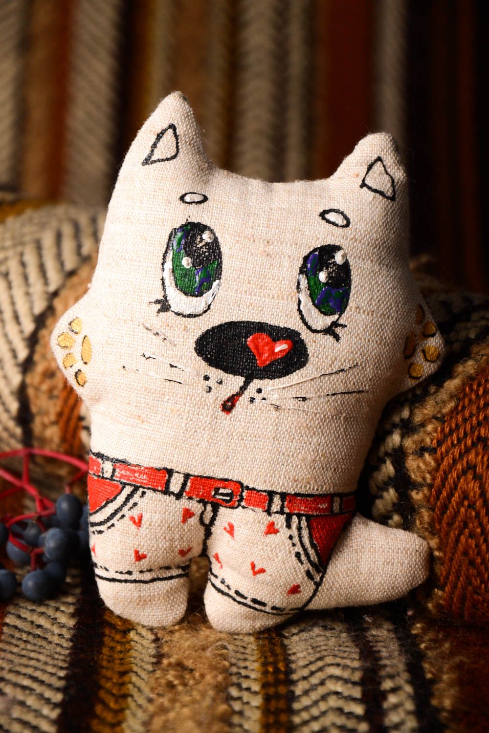 Handmade Kuscheltier Katze verliebt Stoff Spielzeug Geschenk für Kinder foto 2