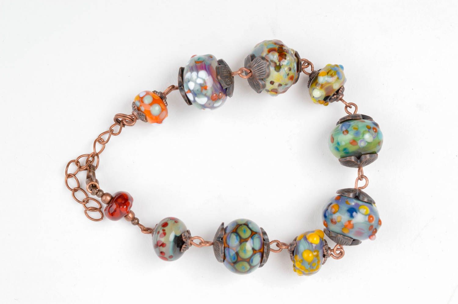 Unusual handmade glass bead bracelet beaded wrist bracelet artisan jewelry photo 3